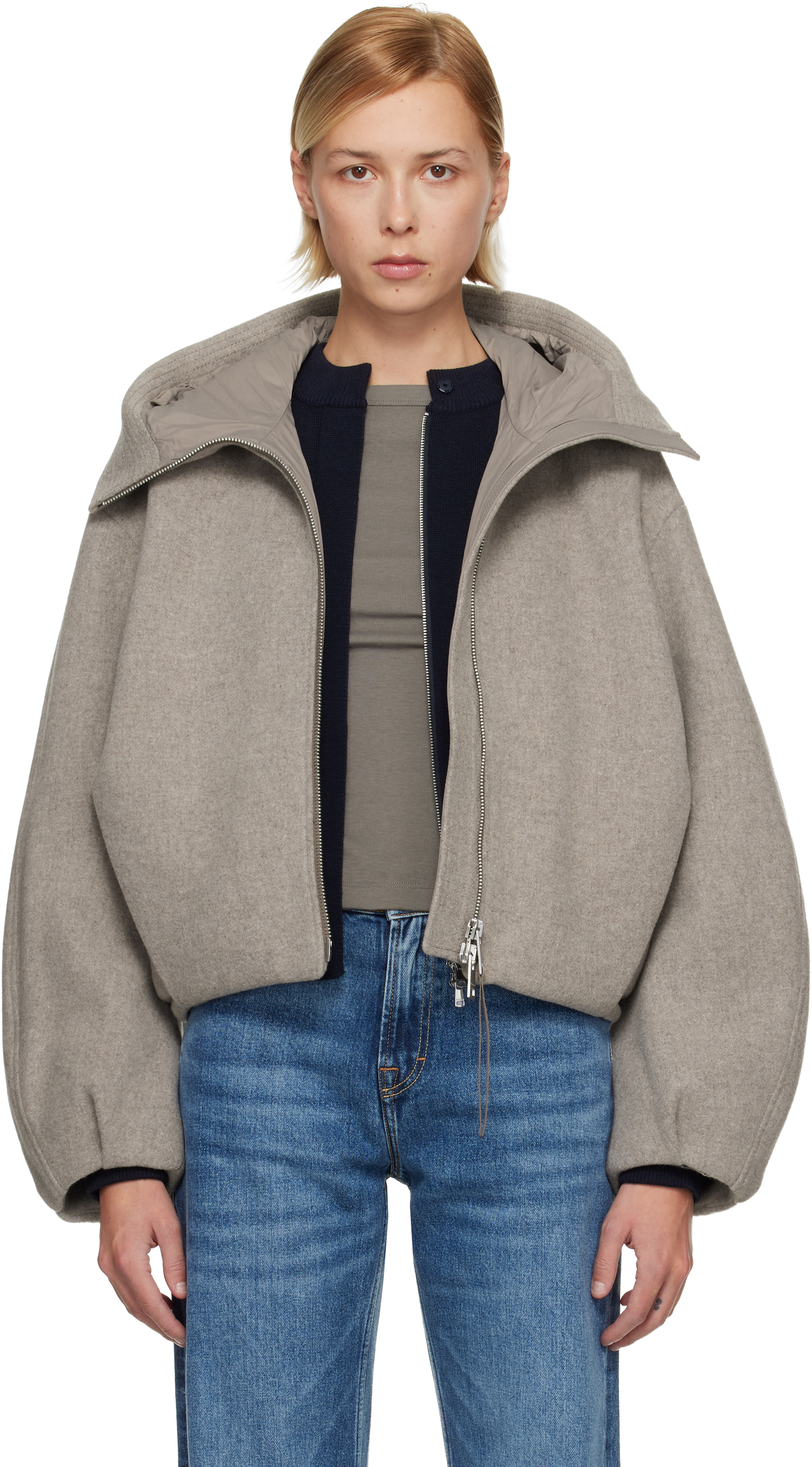 Canada Goose Taupe Chilliwack Wool Bomber Jacket