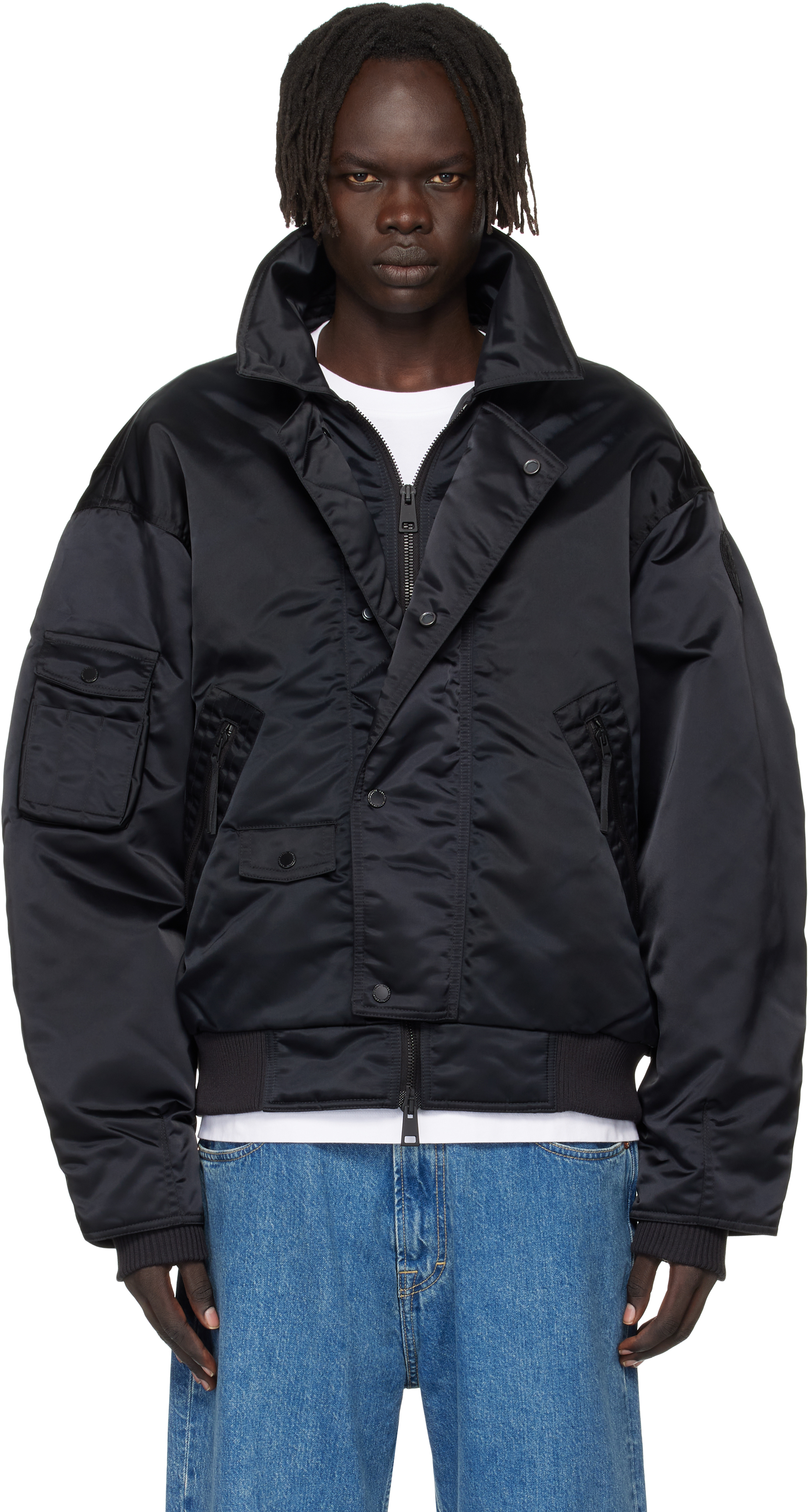 Canada Goose Black Seguin Aviator Down Bomber Jacket In Black