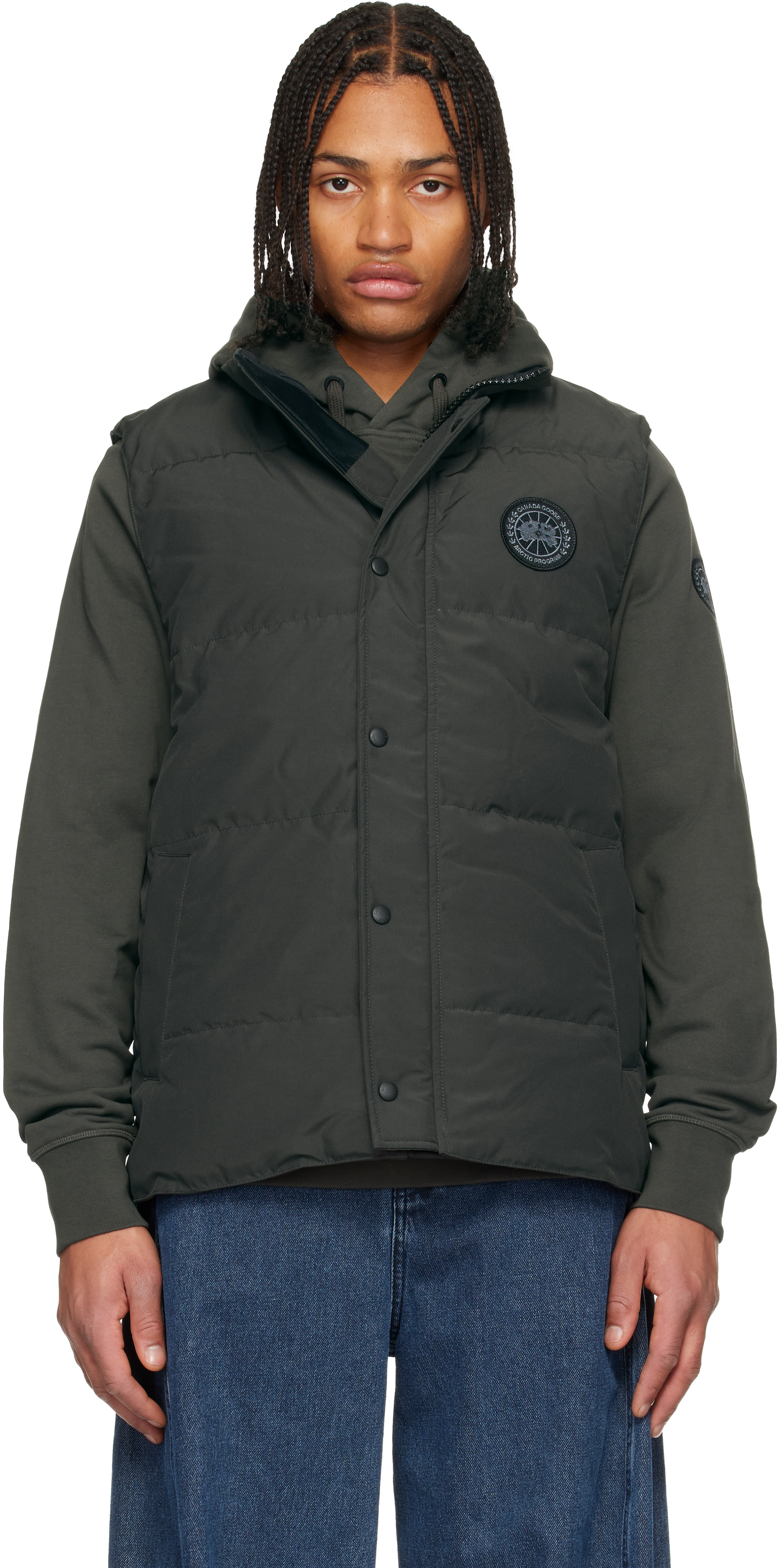 Canada Goose Gray 'black Label' Garson Down Vest In Green