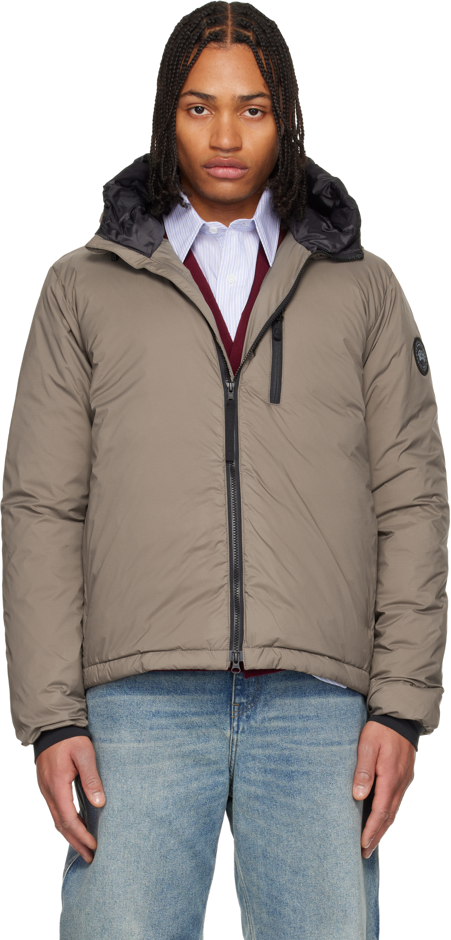 Canada Goose: Taupe 'Black Label' Lodge Hooded Down Jacket | SSENSE