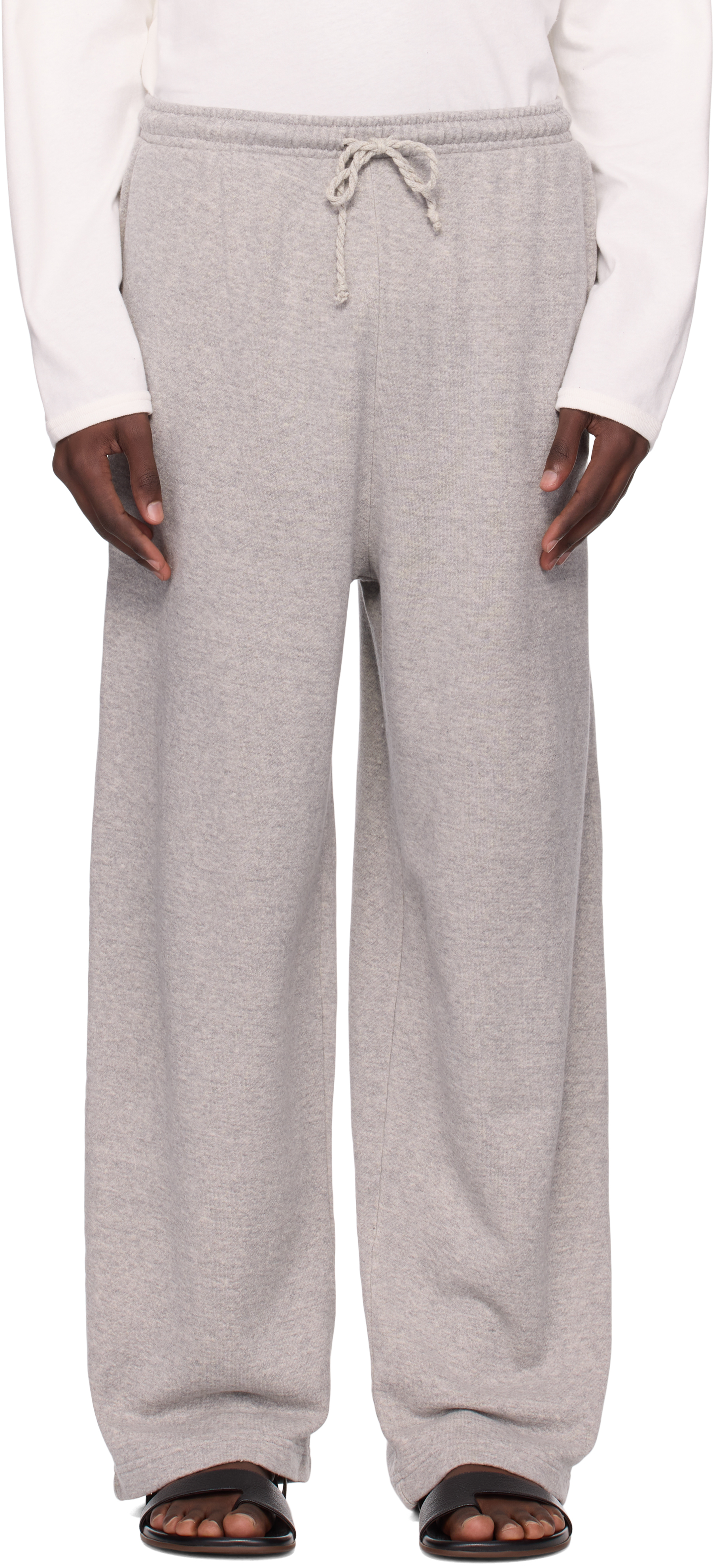 The Elder Statesman: Gray Daily Wide Leg Sweatpants | SSENSE