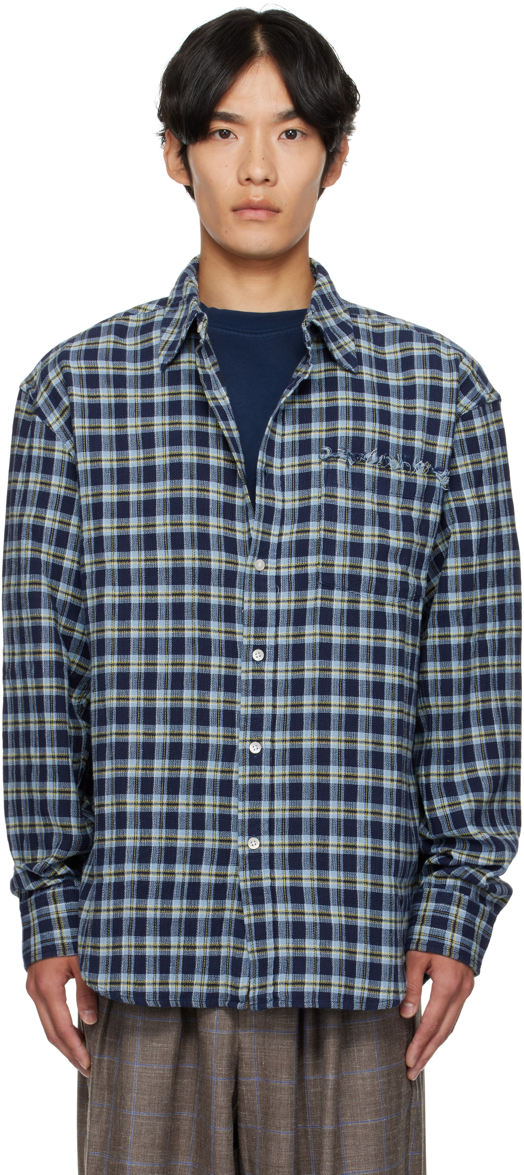 Navy Dune Plaid Beach Shirt