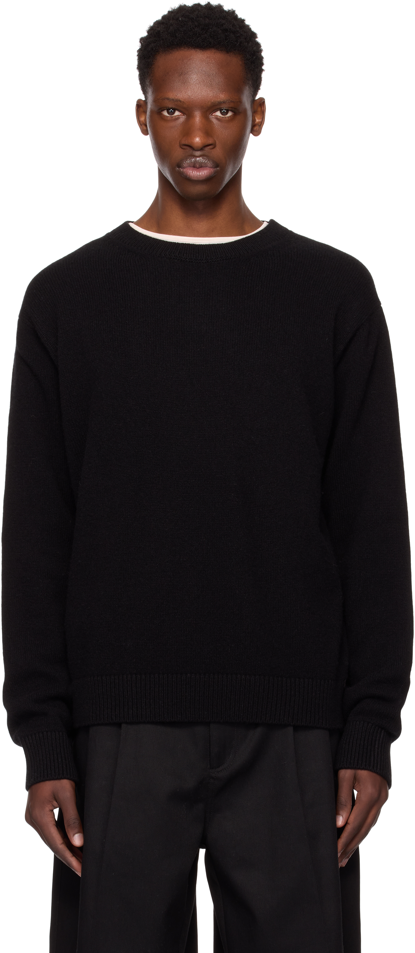 The Elder Statesman: Black Simple Crew Sweater | SSENSE