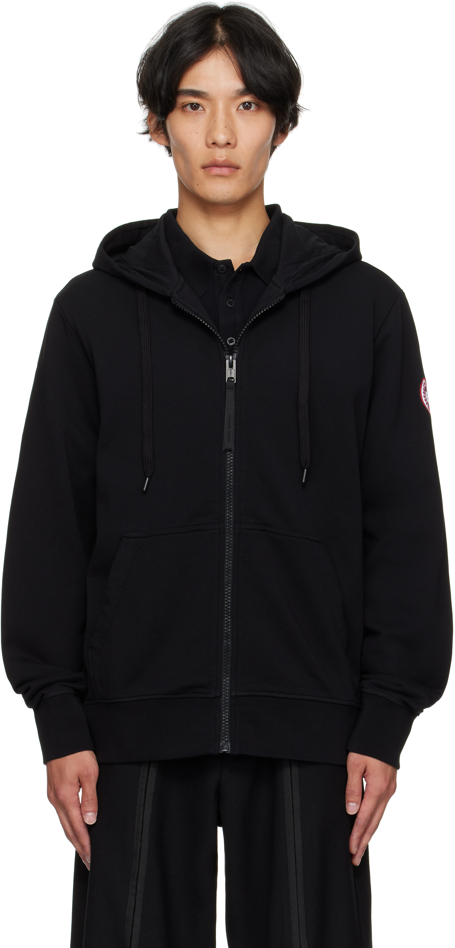 Canada Goose Hooded Sweater With Front Pockets And Ribbed Cuffs In Black