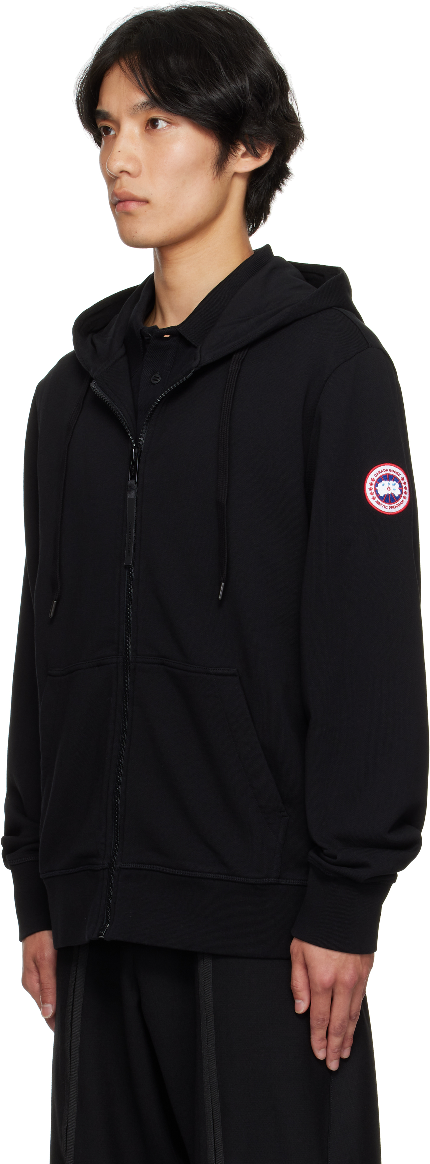 Canada Goose Hooded Sweater With Front Pockets And Ribbed Cuffs In Black