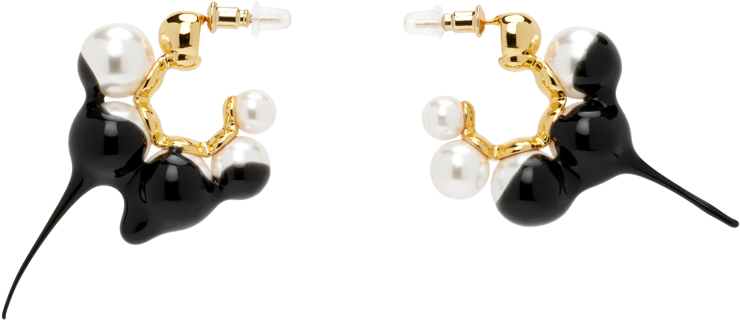 Ottolinger Dipped Pearl Mini Hoop Earrings In Gold