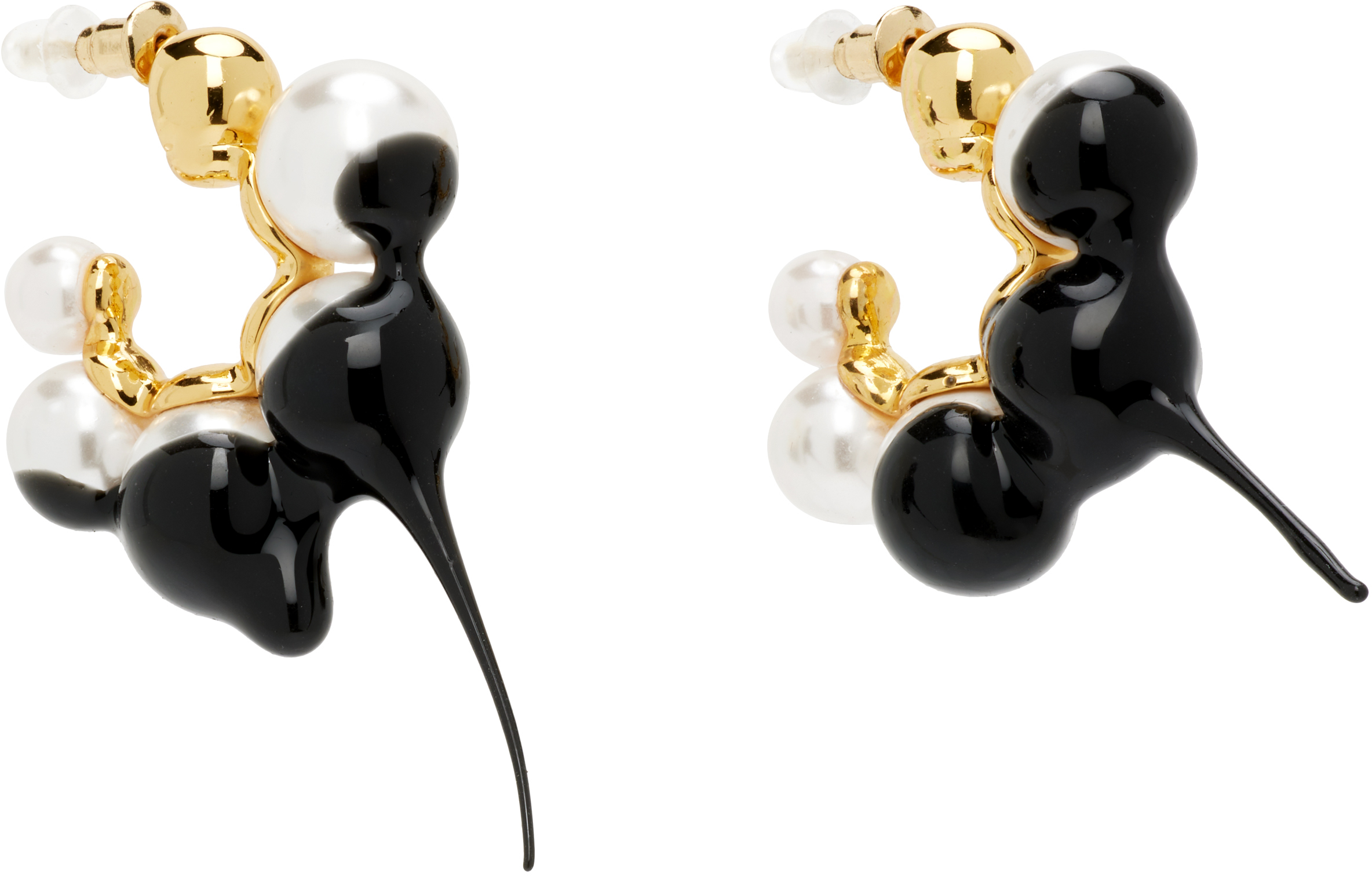 Ottolinger Dipped Pearl Mini Hoop Earrings In Gold