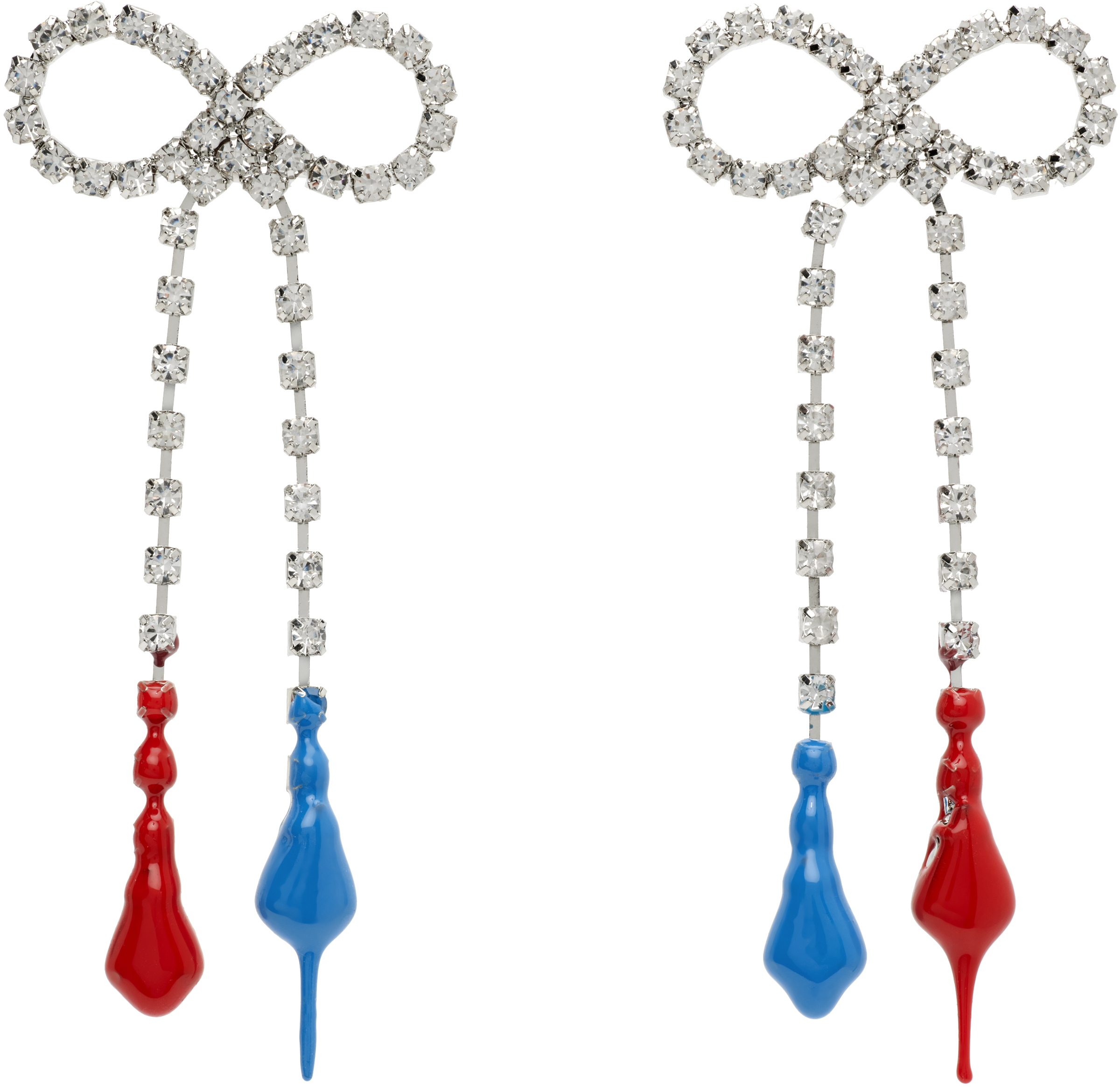 【関税込み】Ottolinger シルバー＆オレンジ Laced Bow ピアス Ottolinger Laced Bow Earrings | Gold | FARFETCH