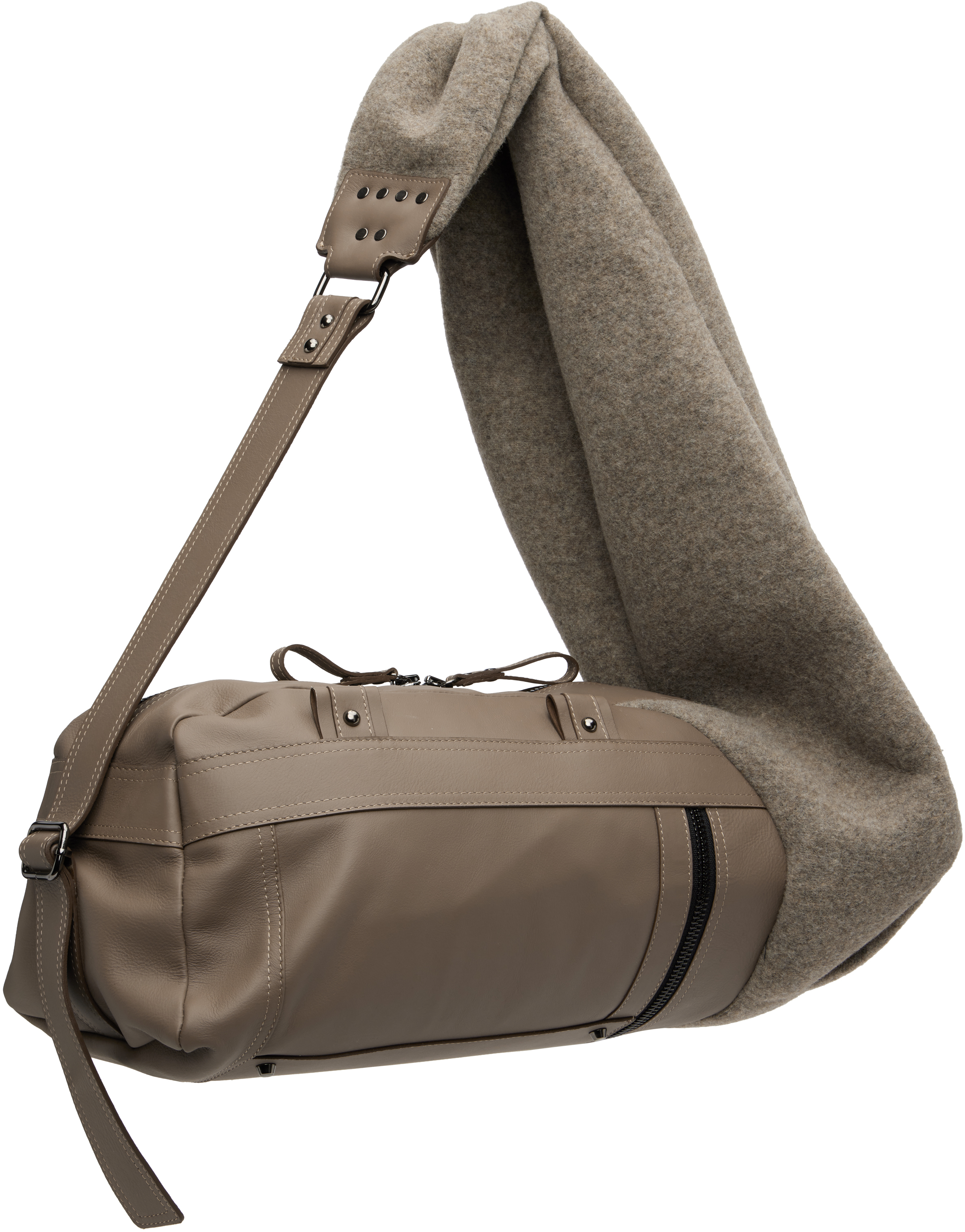 Ottolinger Taupe Neoprene Wool Leather Bag