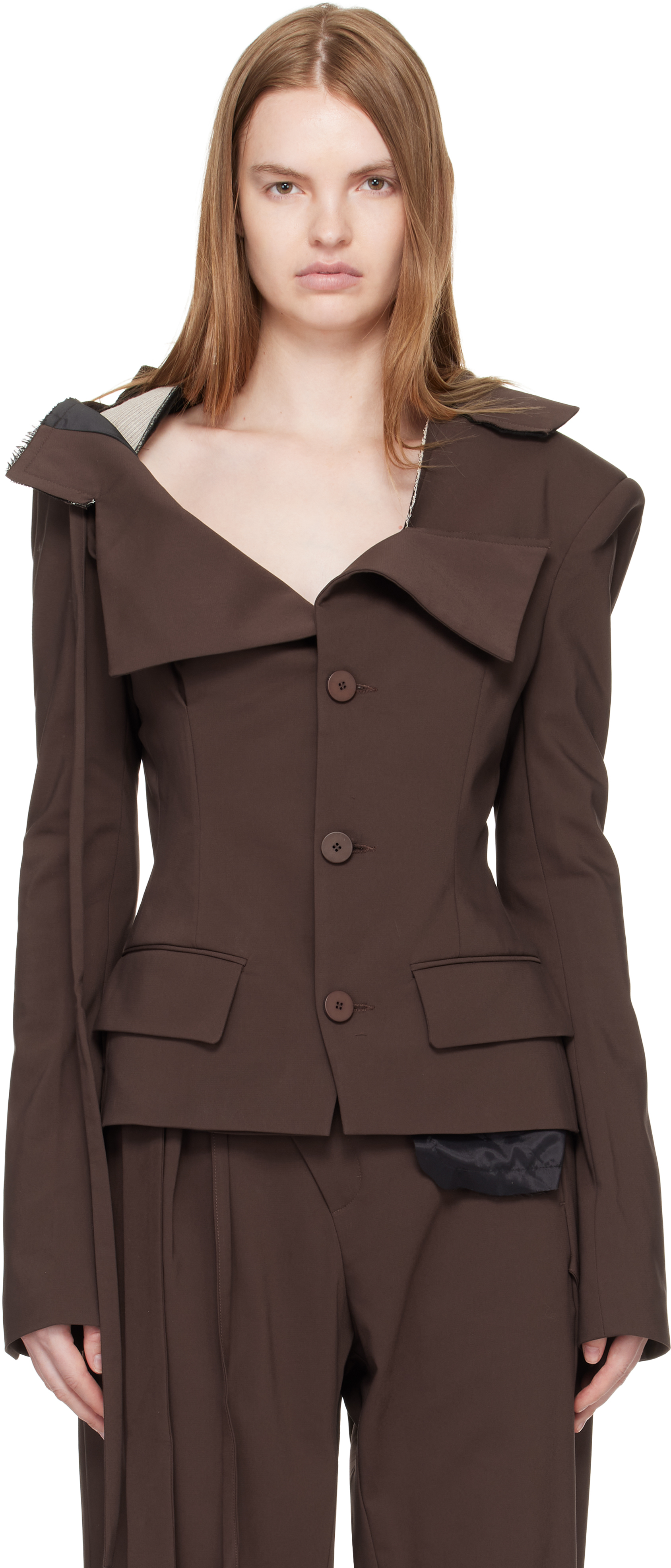Ottolinger Brown Off-shoulder Blazer In Brown