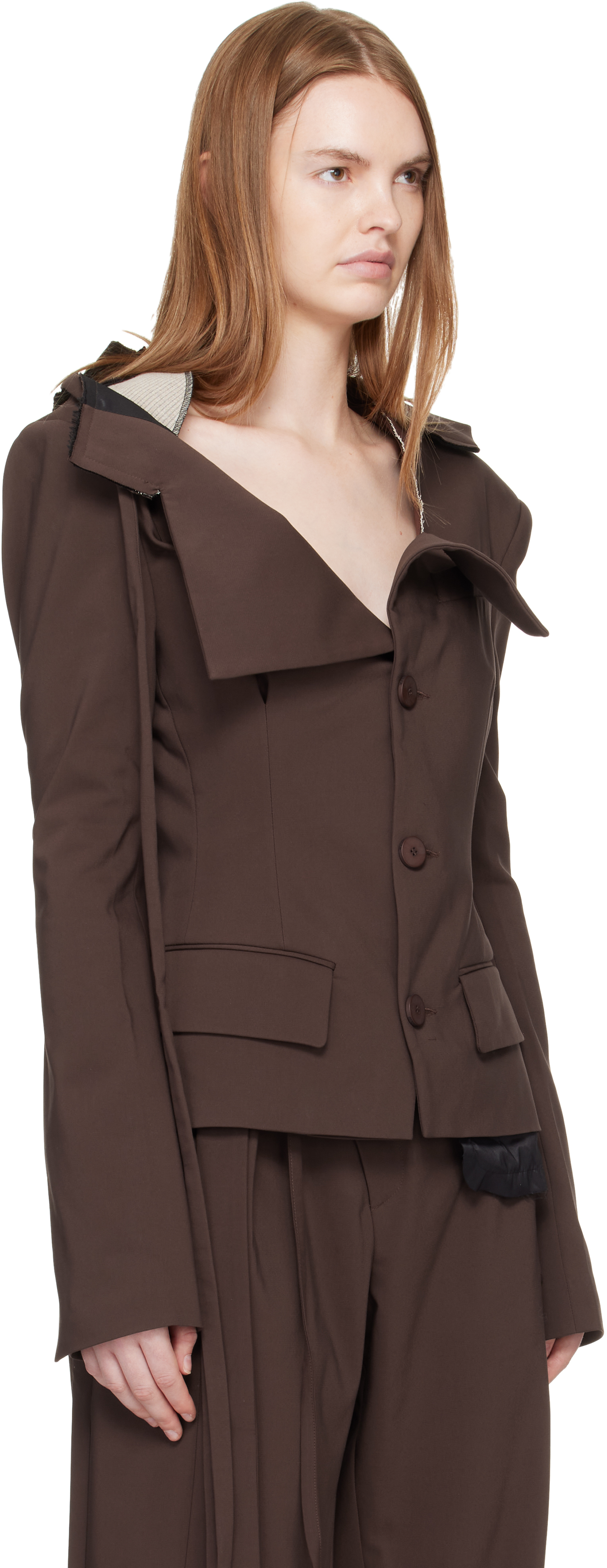 Ottolinger Brown Off-shoulder Blazer In Brown
