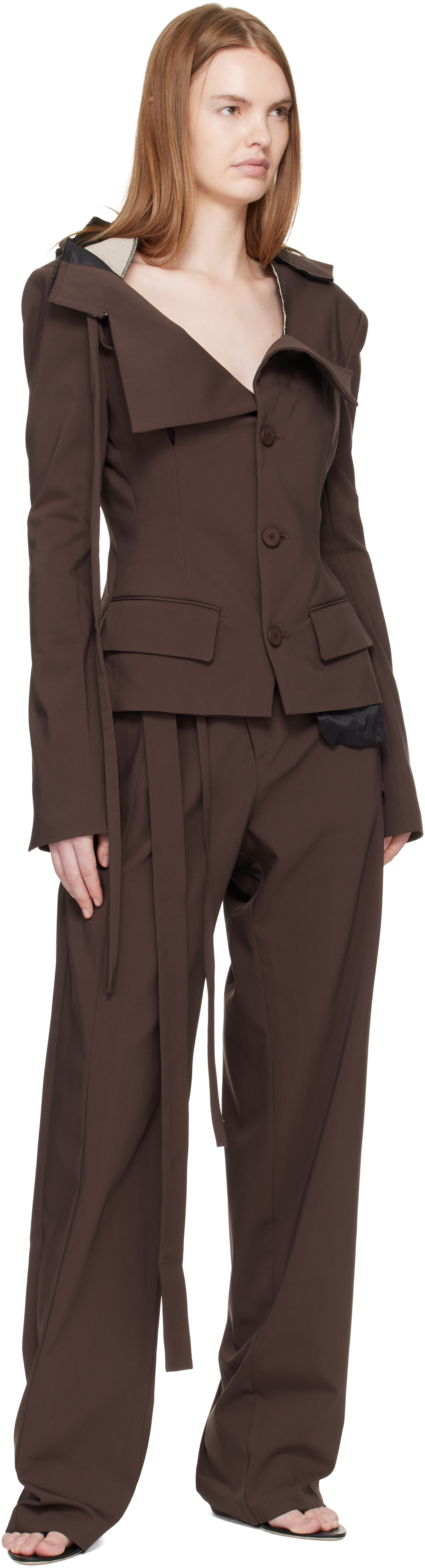 Ottolinger Brown Off-shoulder Blazer In Brown
