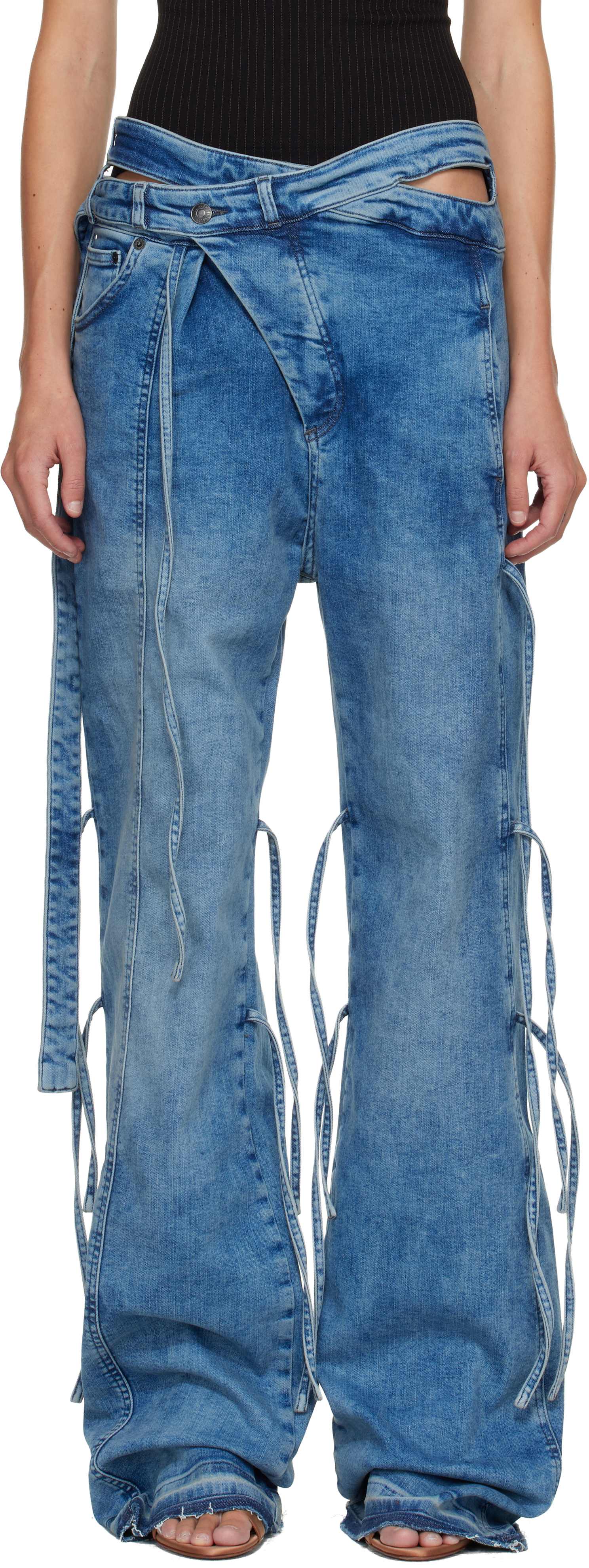 Ottolinger Strappy Signature Wrap Jeans In Blue
