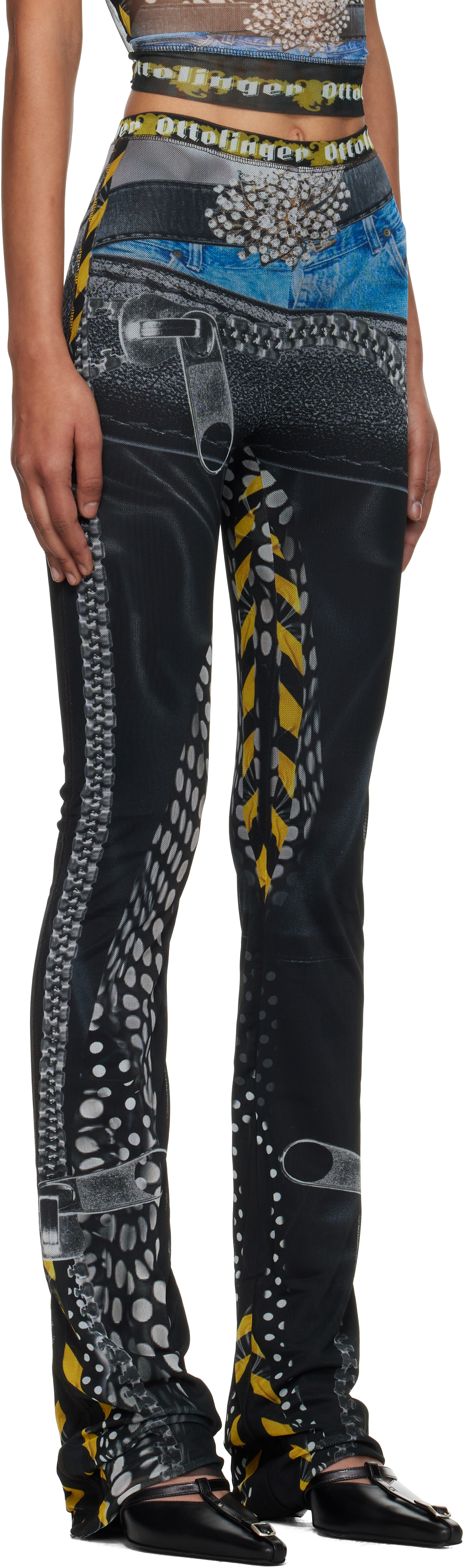 Ottolinger Womens Polka Dot Zip Print Polka-dot Flared Stretch-woven Leggings In Multi