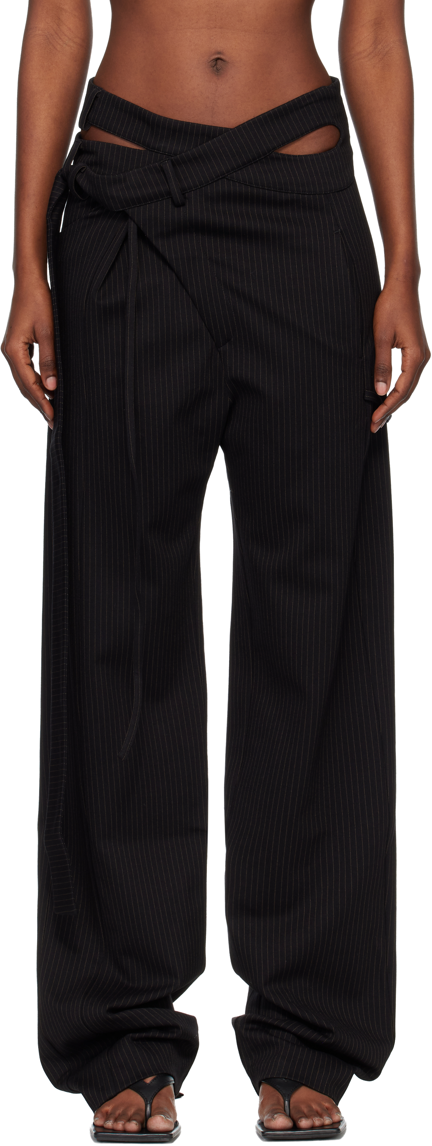 Ottolinger Black & Tan Signature Wrap Suit Trousers In Multi