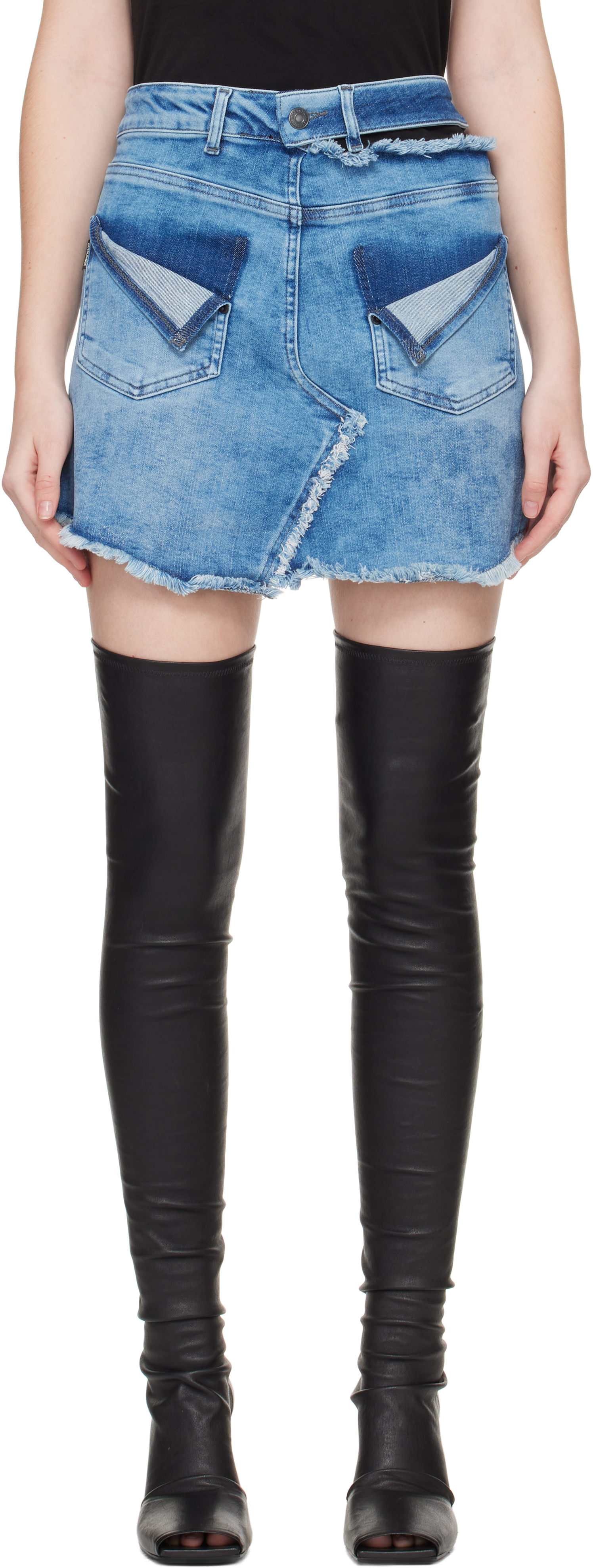 Ottolinger Reversed Denim Mini Skirt In Blue