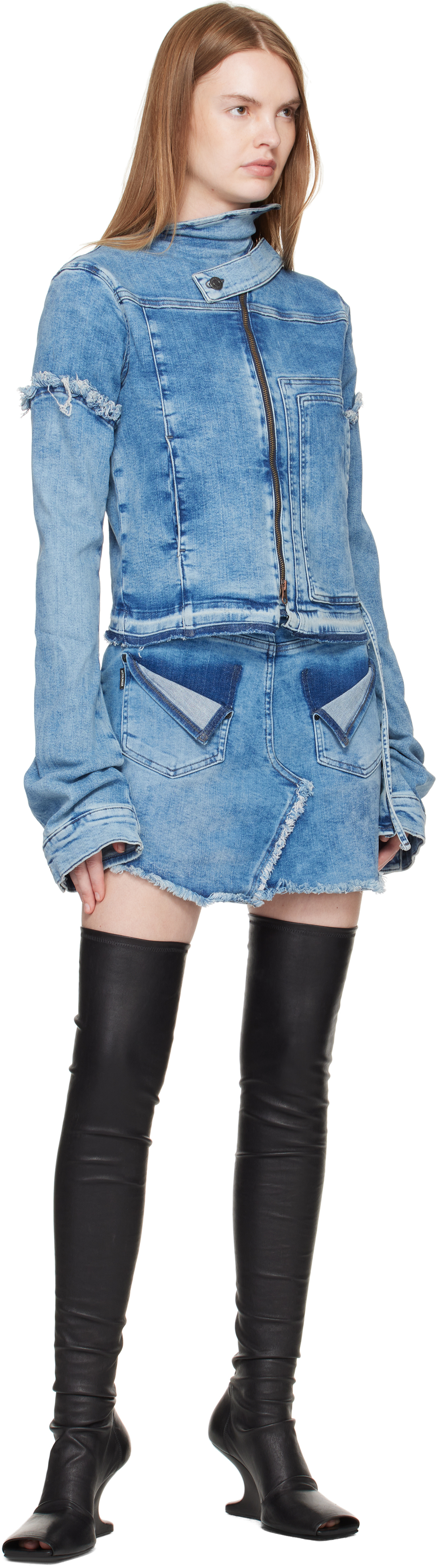 Ottolinger Reversed Denim Mini Skirt In Blue