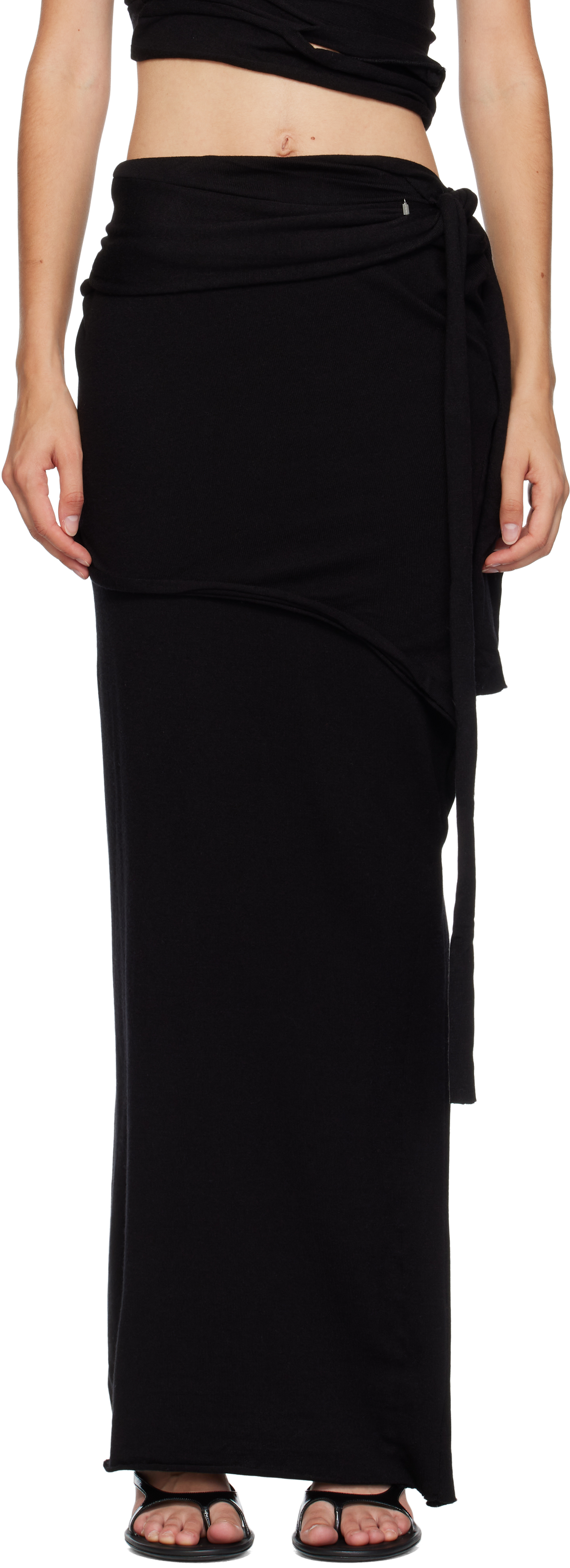 Ottolinger Black Lounge Drape Maxi Skirt In Black