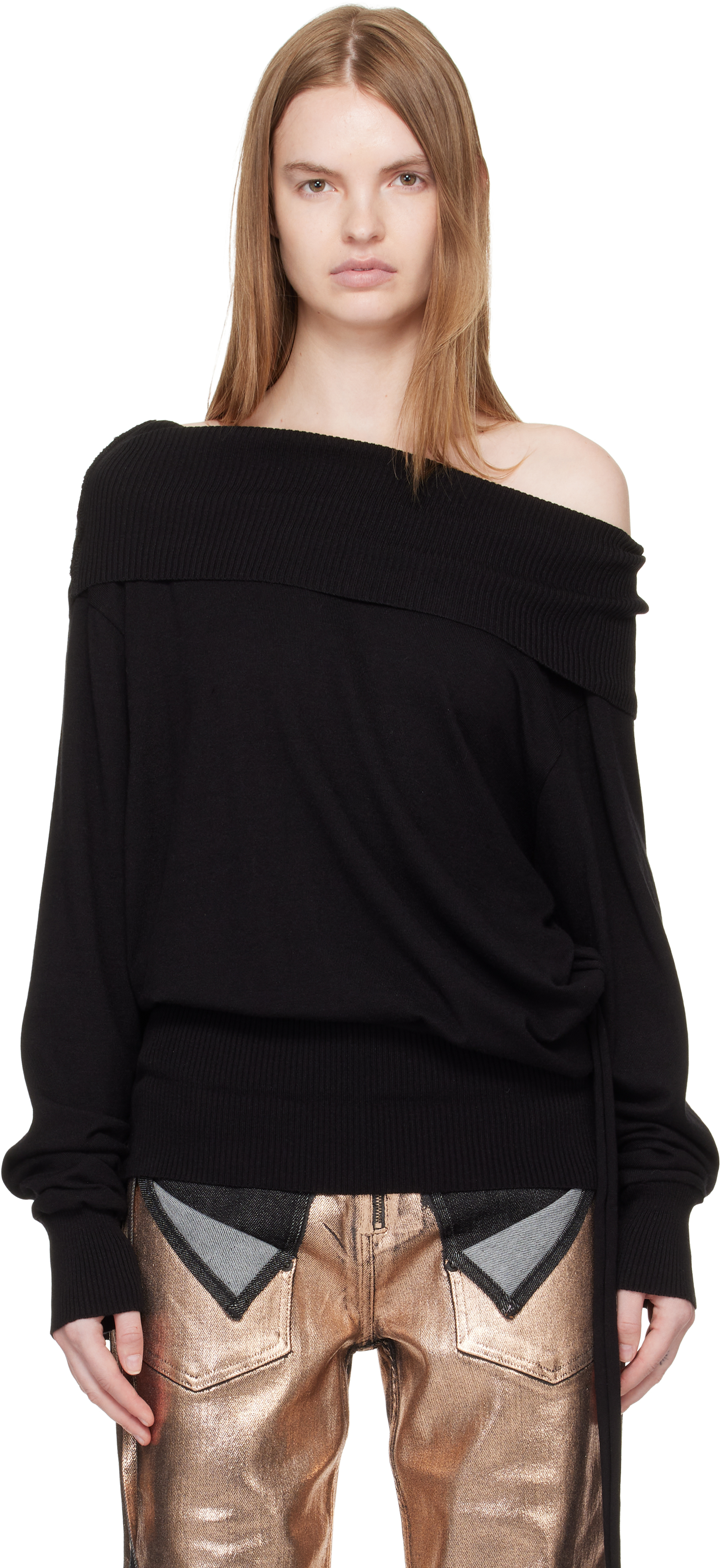 Ottolinger Black Upside Down Knit Sweater In Black
