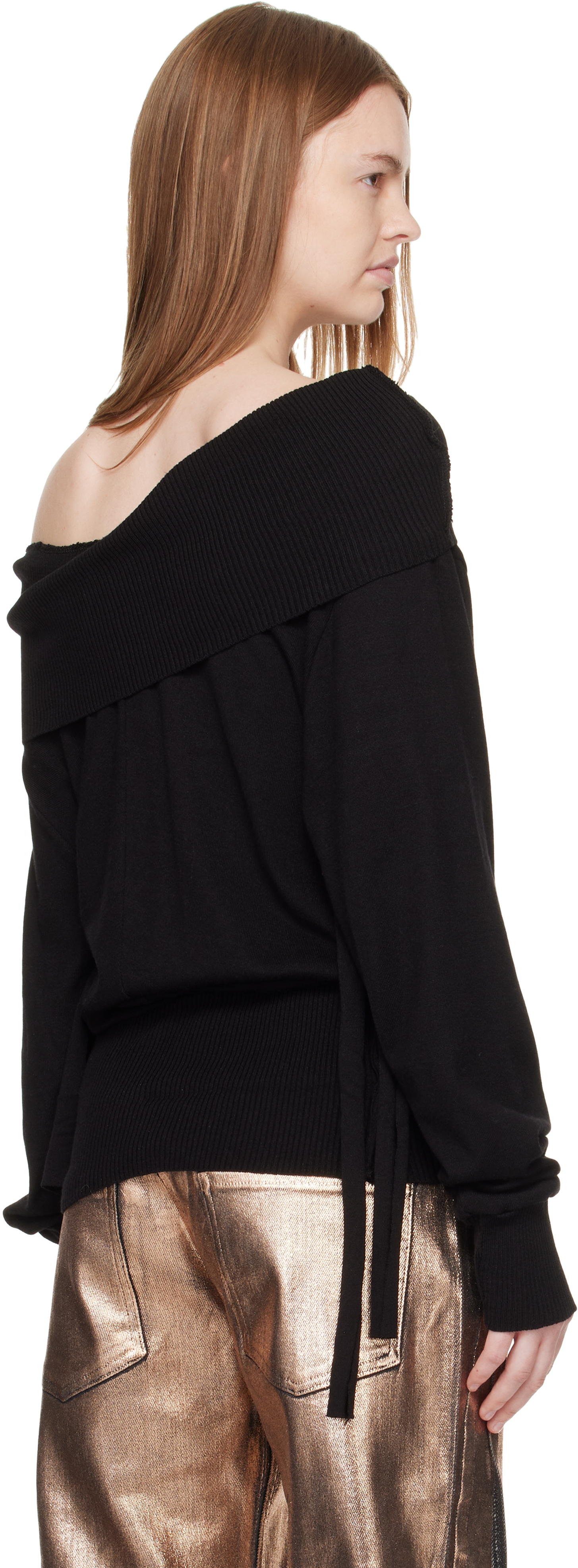 Ottolinger Black Upside Down Knit Sweater In Black