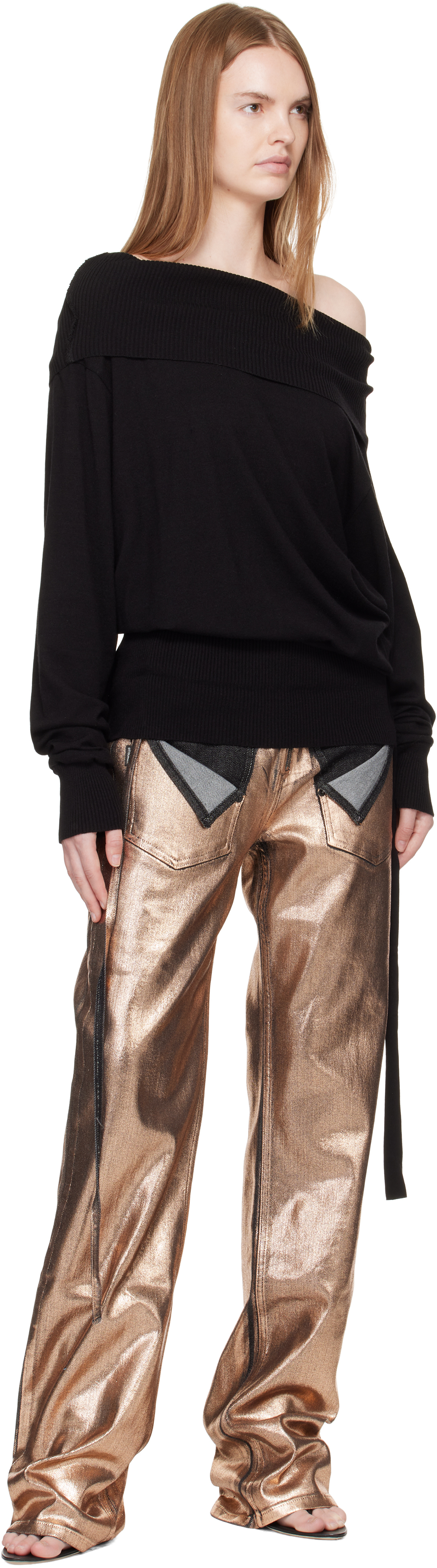 Ottolinger Black Upside Down Knit Sweater In Black
