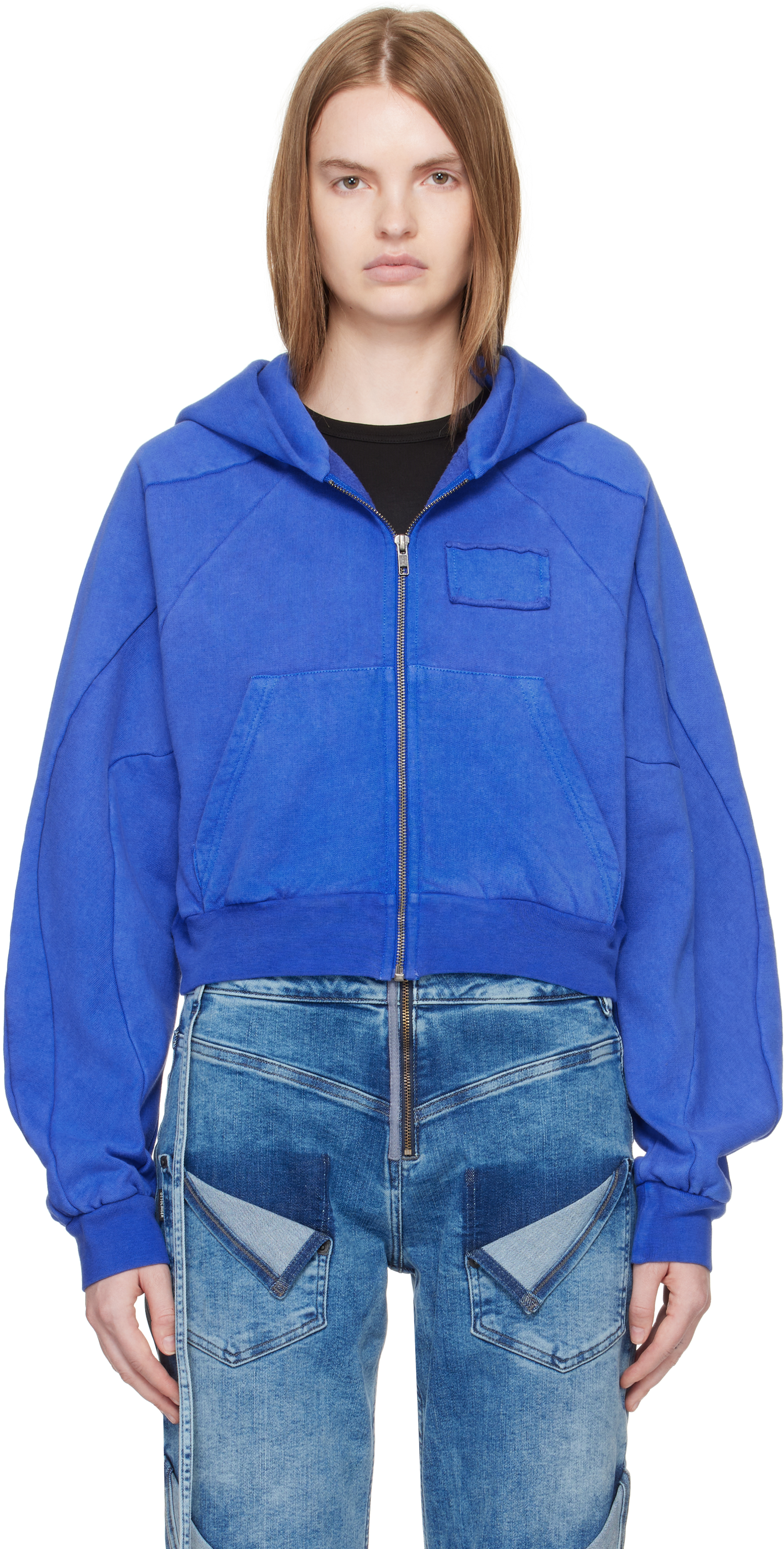 Ottolinger Blue Multiline Zip Hoodie In Blue