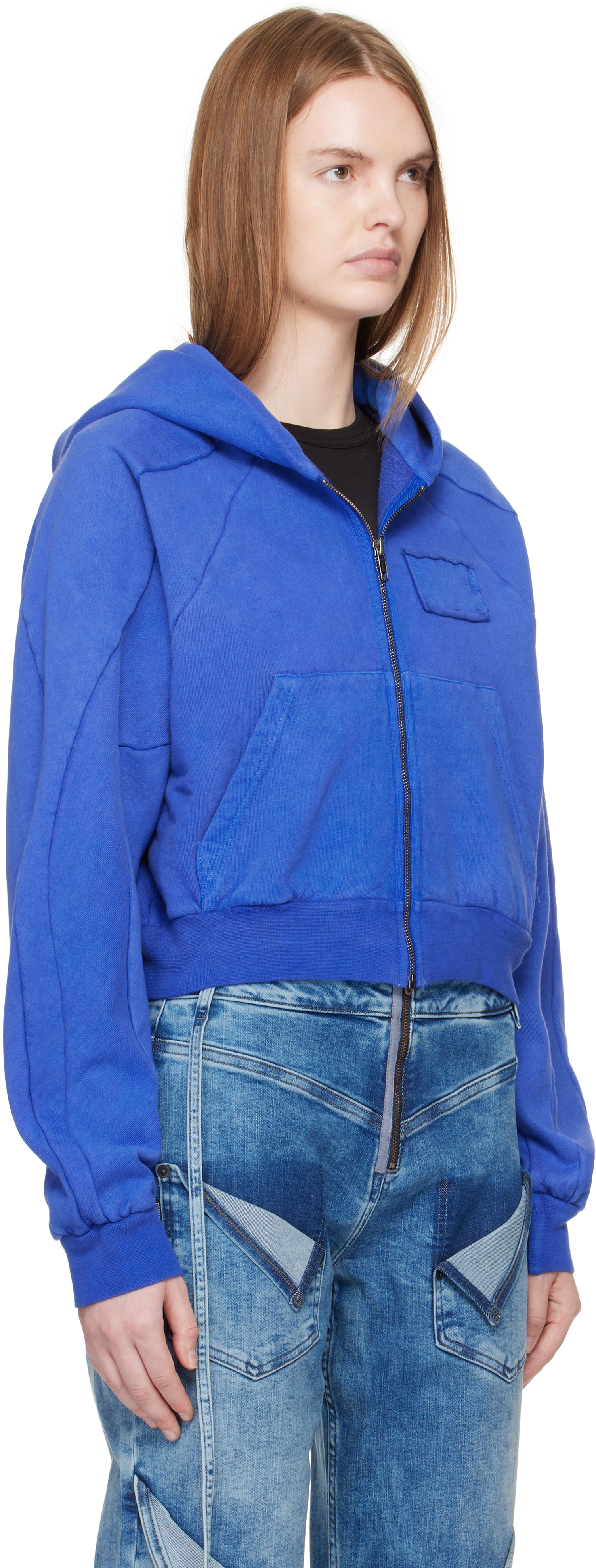 Ottolinger Blue Multiline Zip Hoodie In Blue