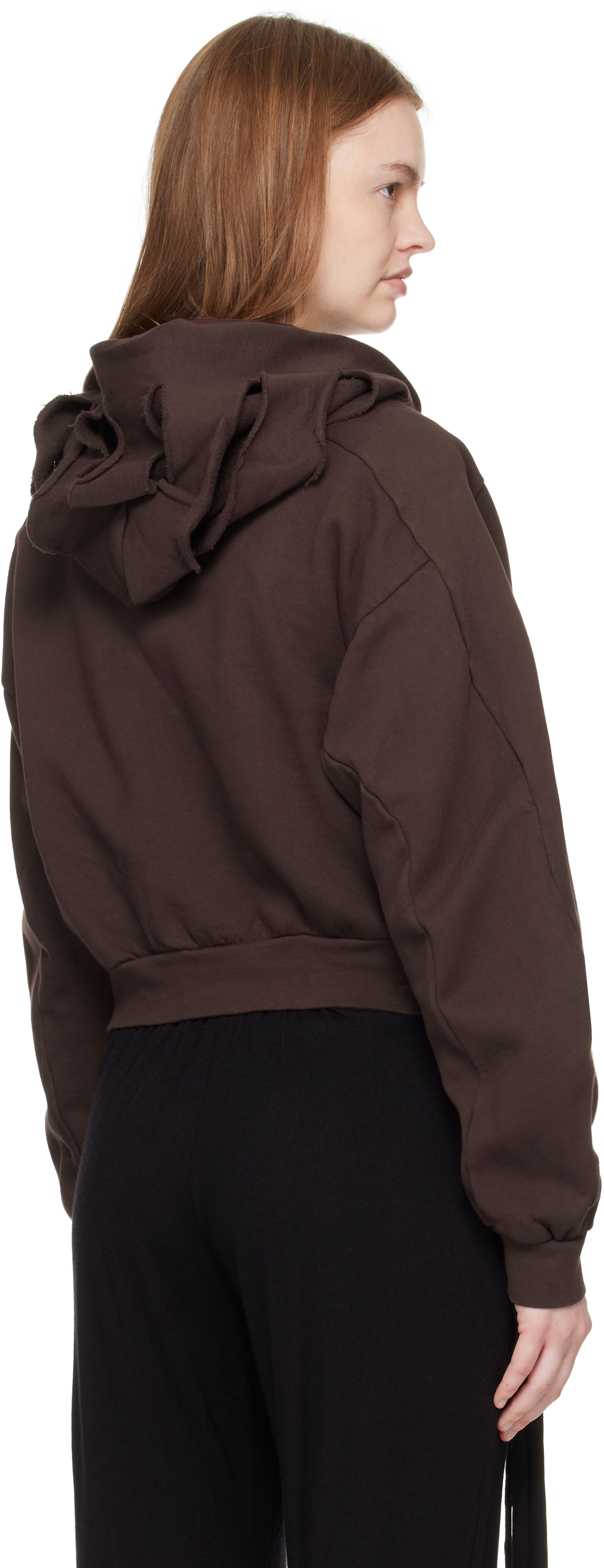 Ottolinger Brown Distressed Multiline Zip Hoodie In Brown