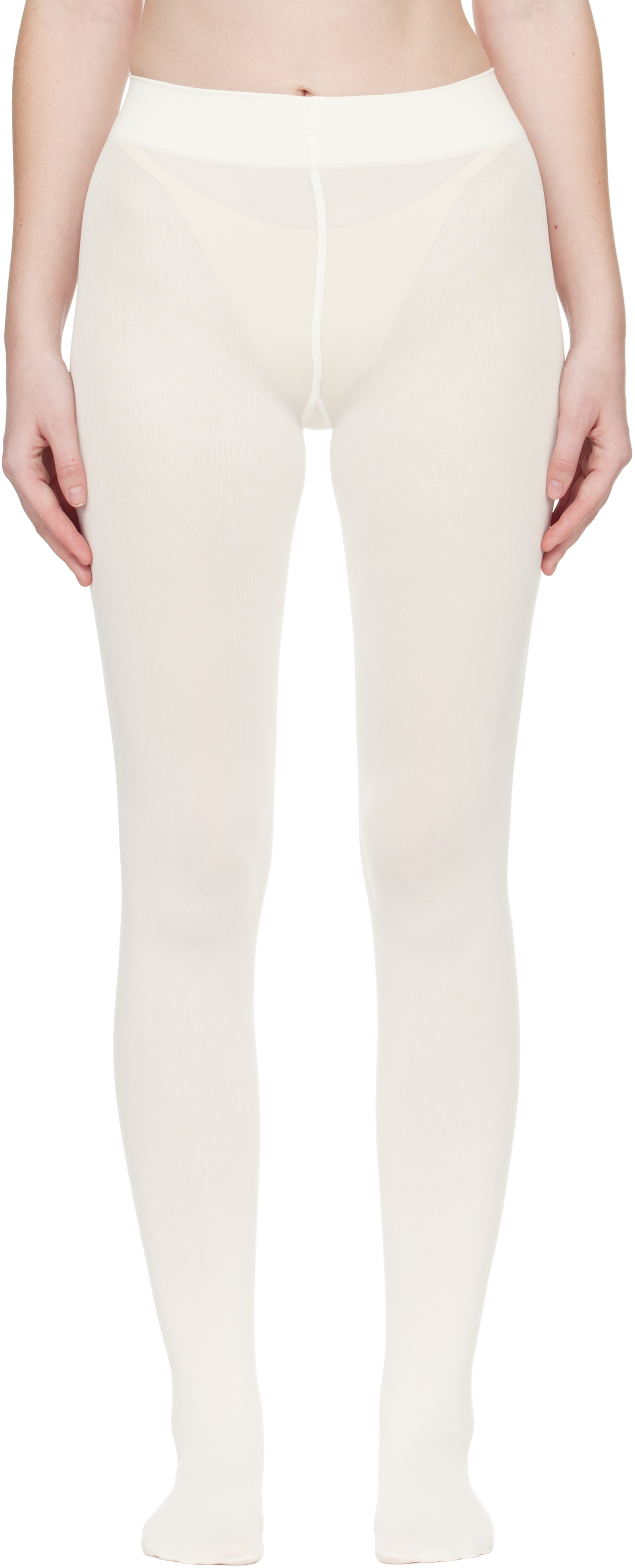 Wolford Off-white Velvet De Luxe 66 Tights In White