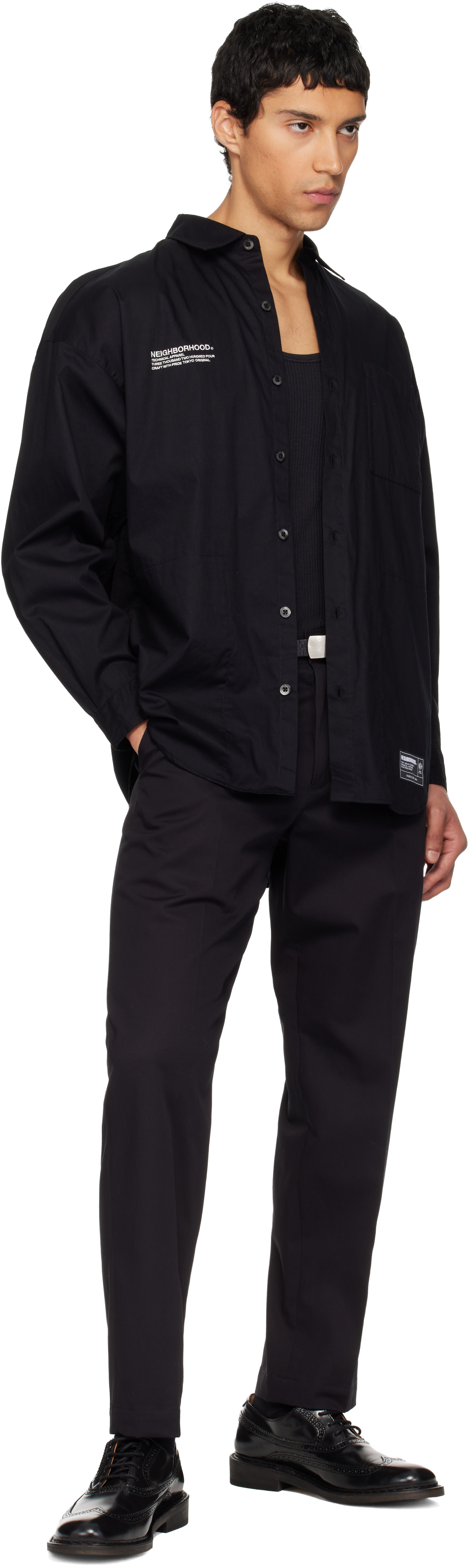 Neighborhood Black Leather Narrow Belt | ModeSens