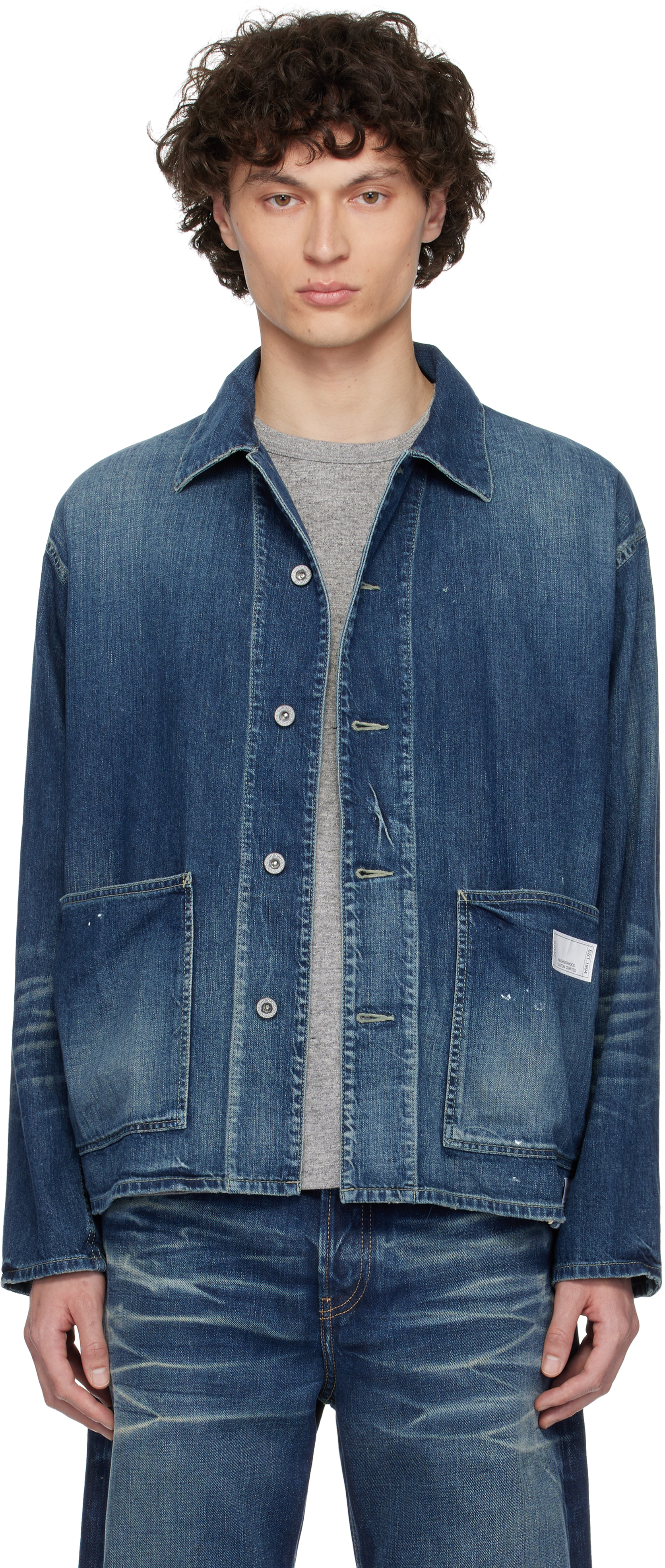 Neighborhood Blue Washed Lw Coverall Denim Jacket