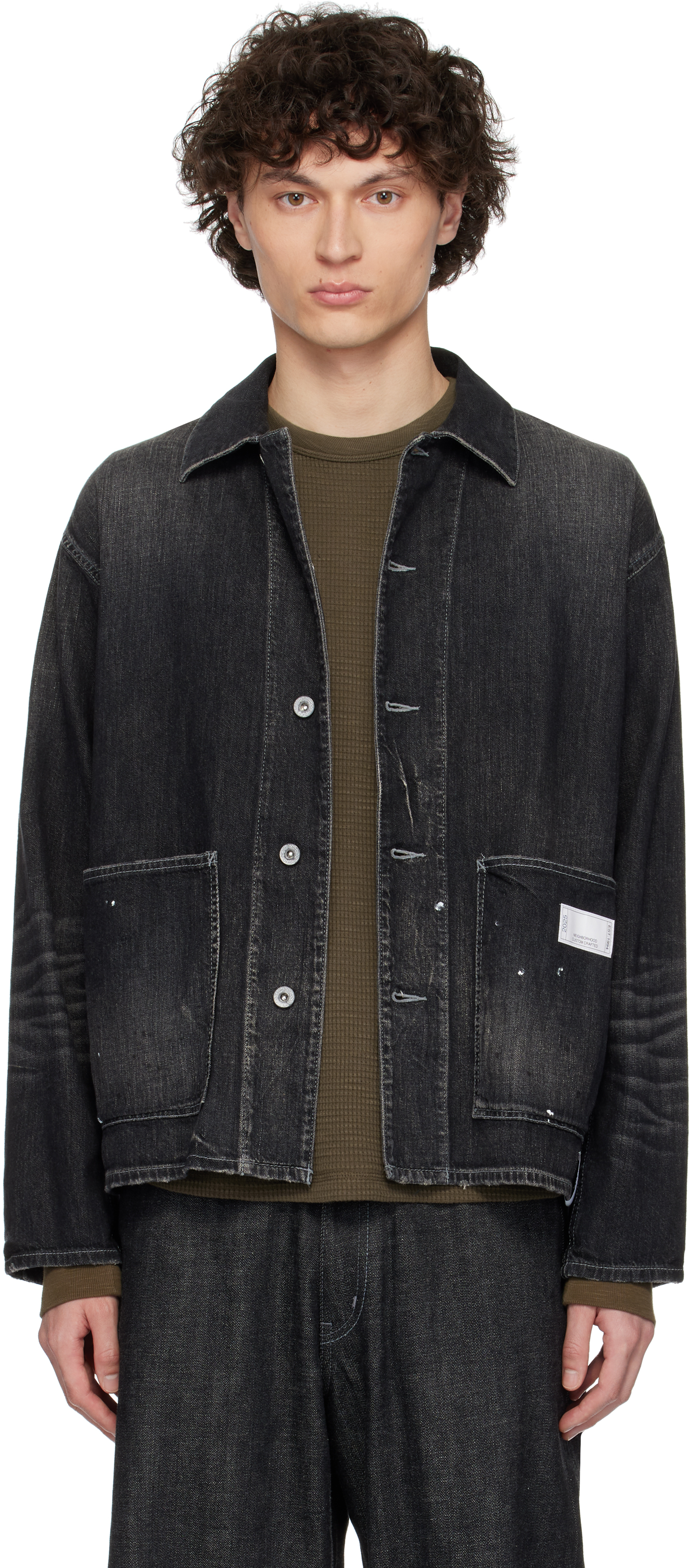 Neighborhood Black Washed Lw Coverall Denim Jacket