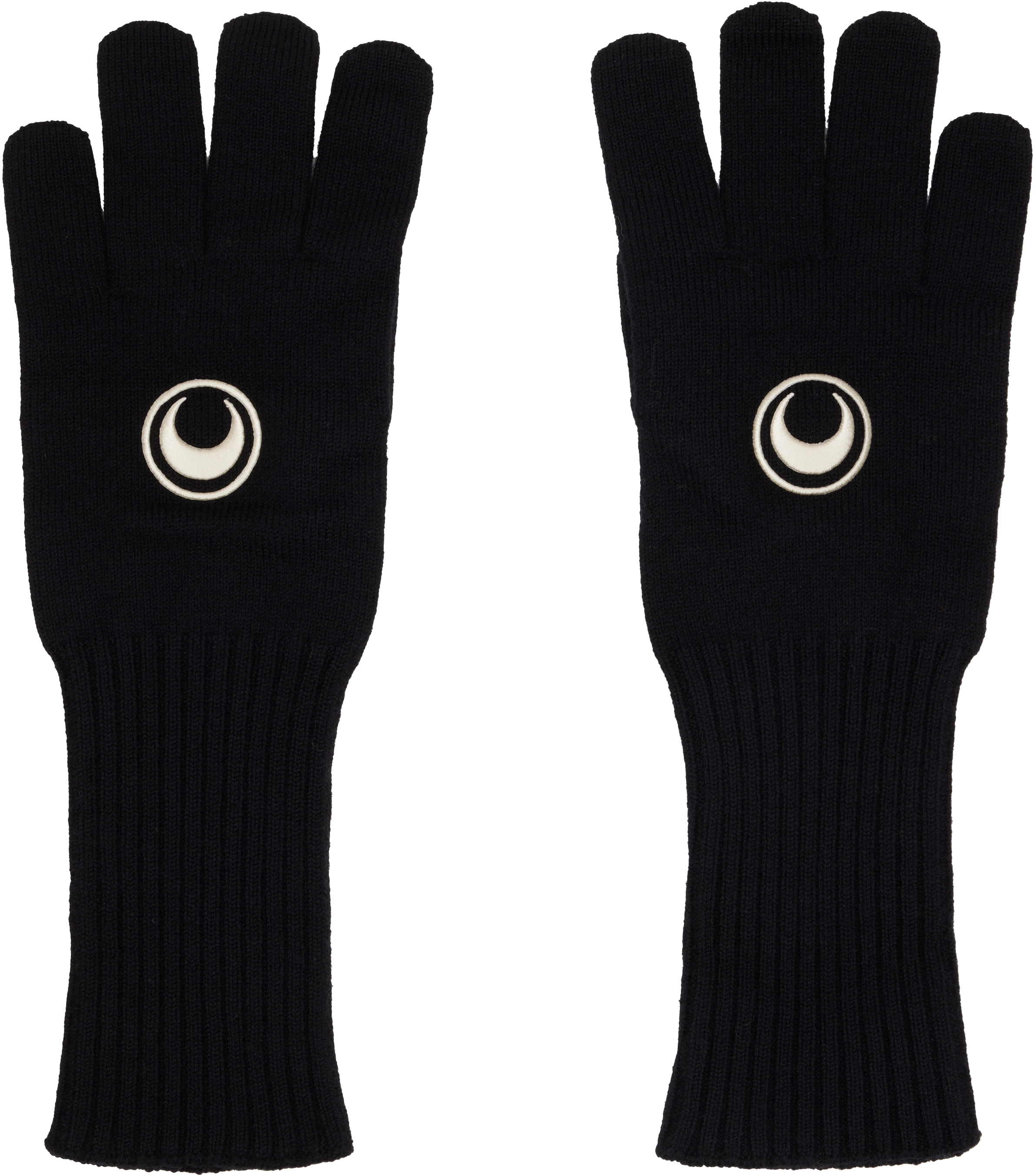Marine Serre Black Merino Wool Knit Gloves In Black