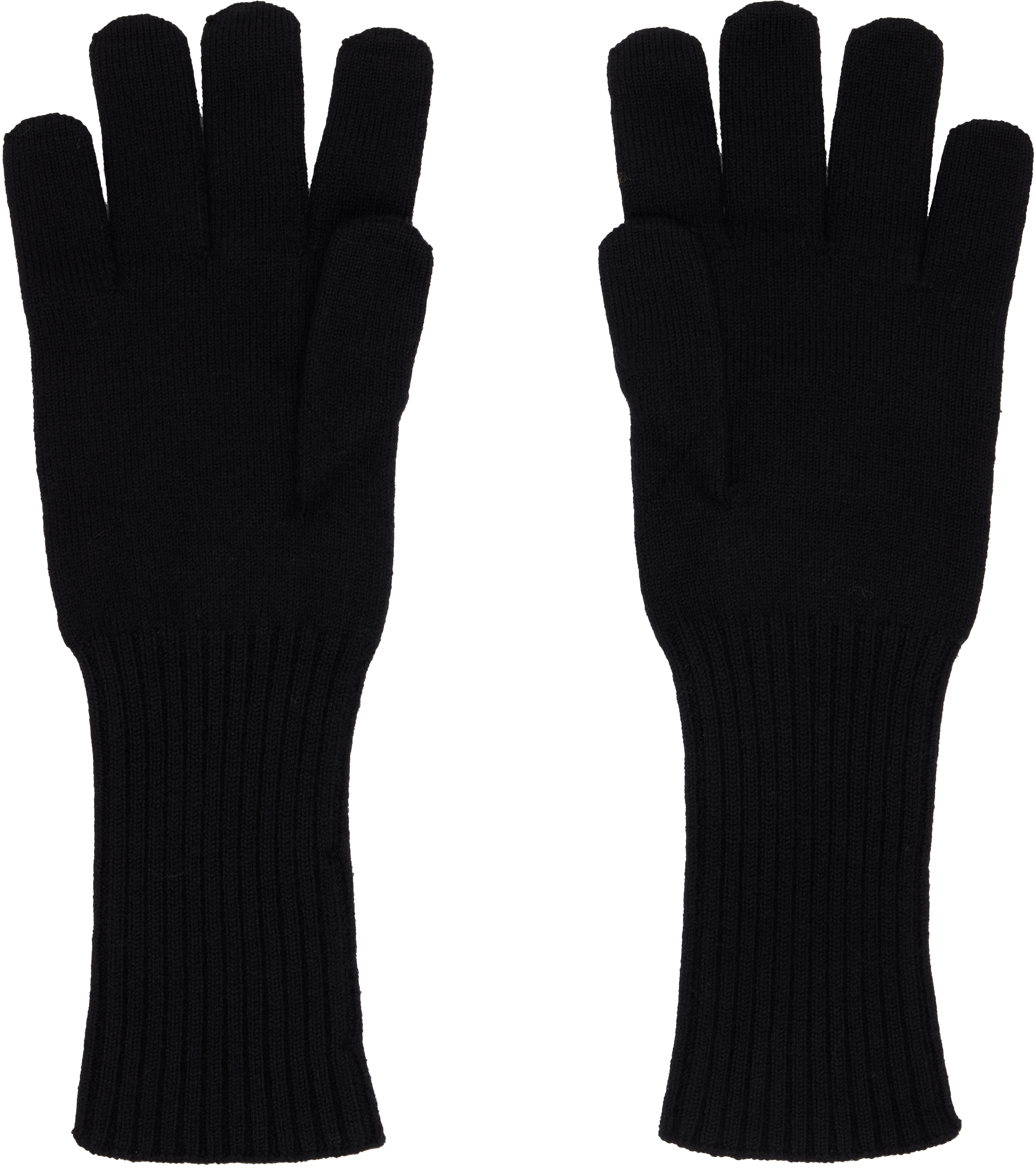 Marine Serre Black Merino Wool Knit Gloves In Black