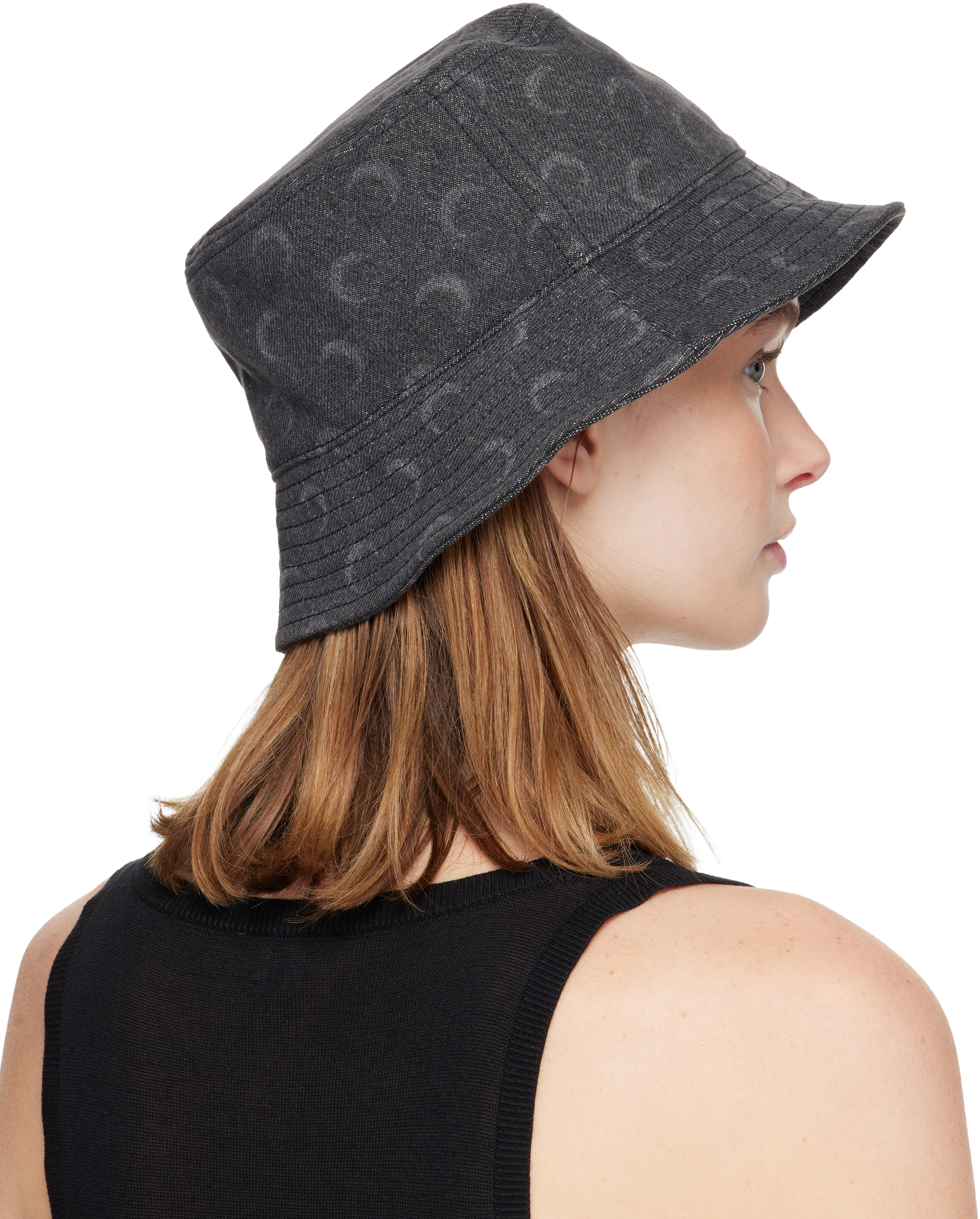 Marine Serre Gray Moon Laser Denim Bucket Hat In Gray