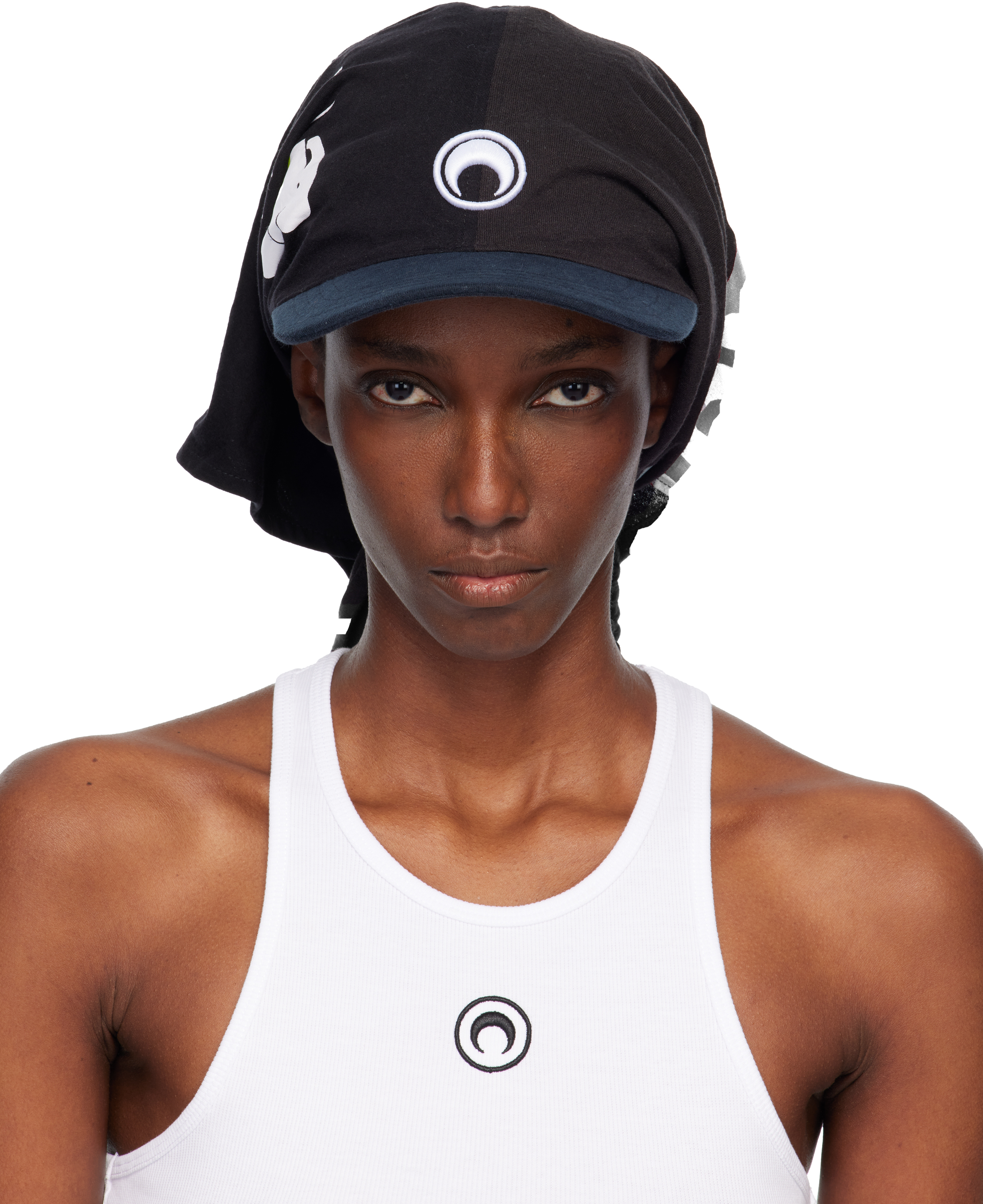 Marine Serre Regenerated Graphic T-shirts Veiled Cap In Black