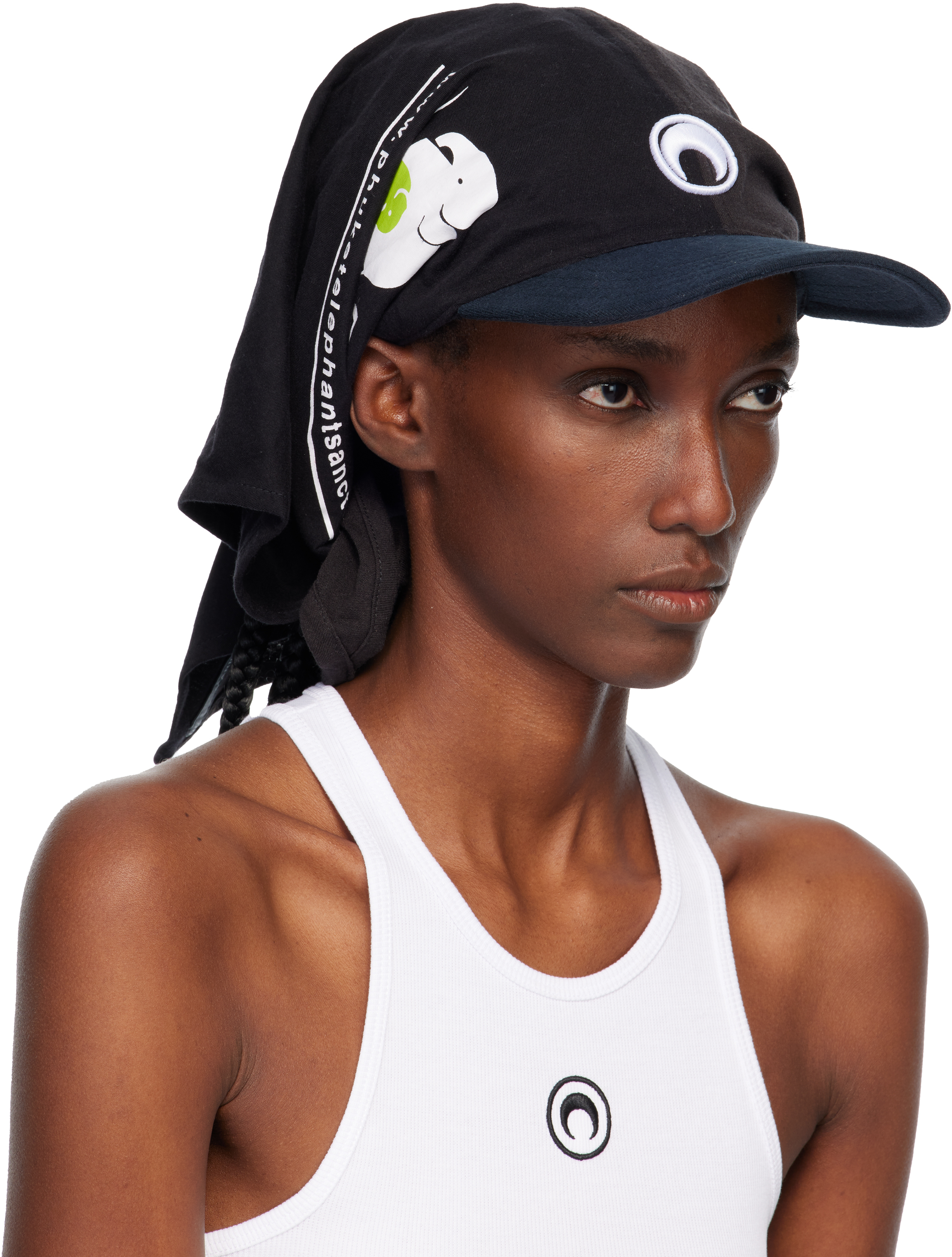 Marine Serre Regenerated Graphic T-shirts Veiled Cap In Black