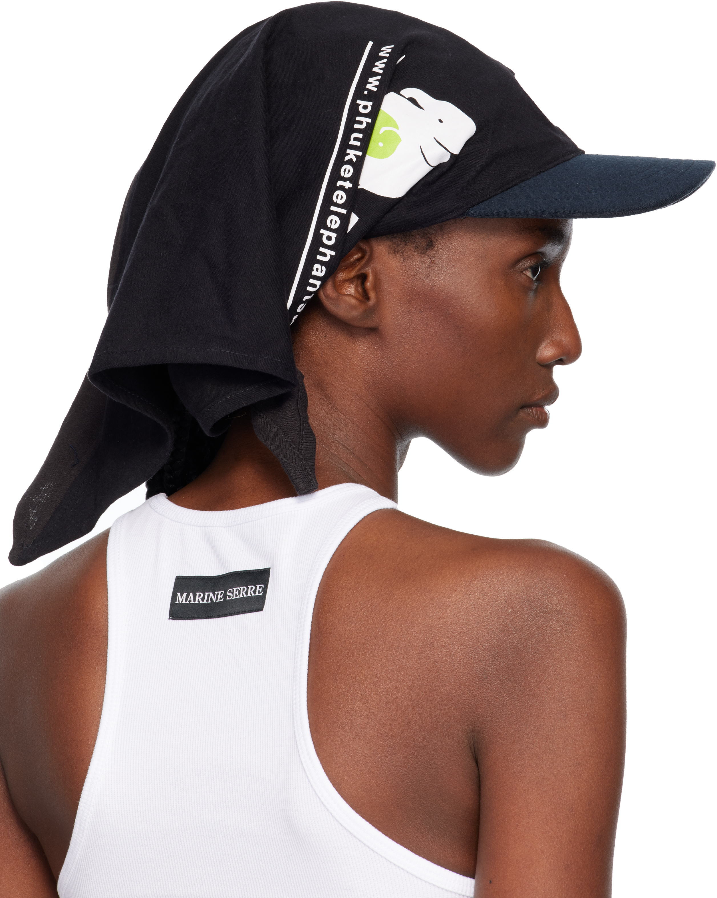 Marine Serre Regenerated Graphic T-shirts Veiled Cap In Black