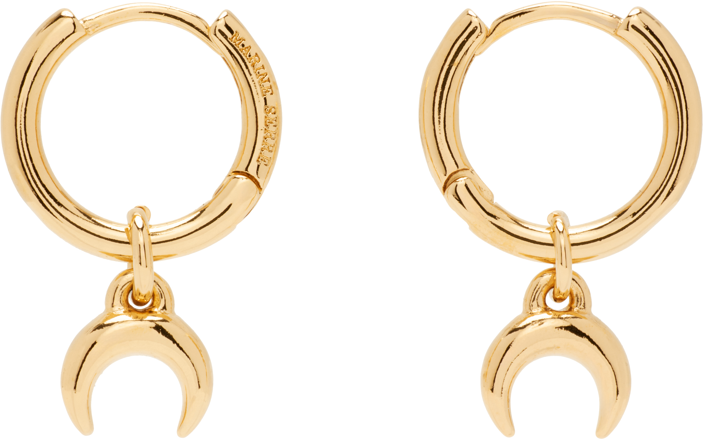 Marine Serre Regular Brass Moon Mini Earrings In Gold