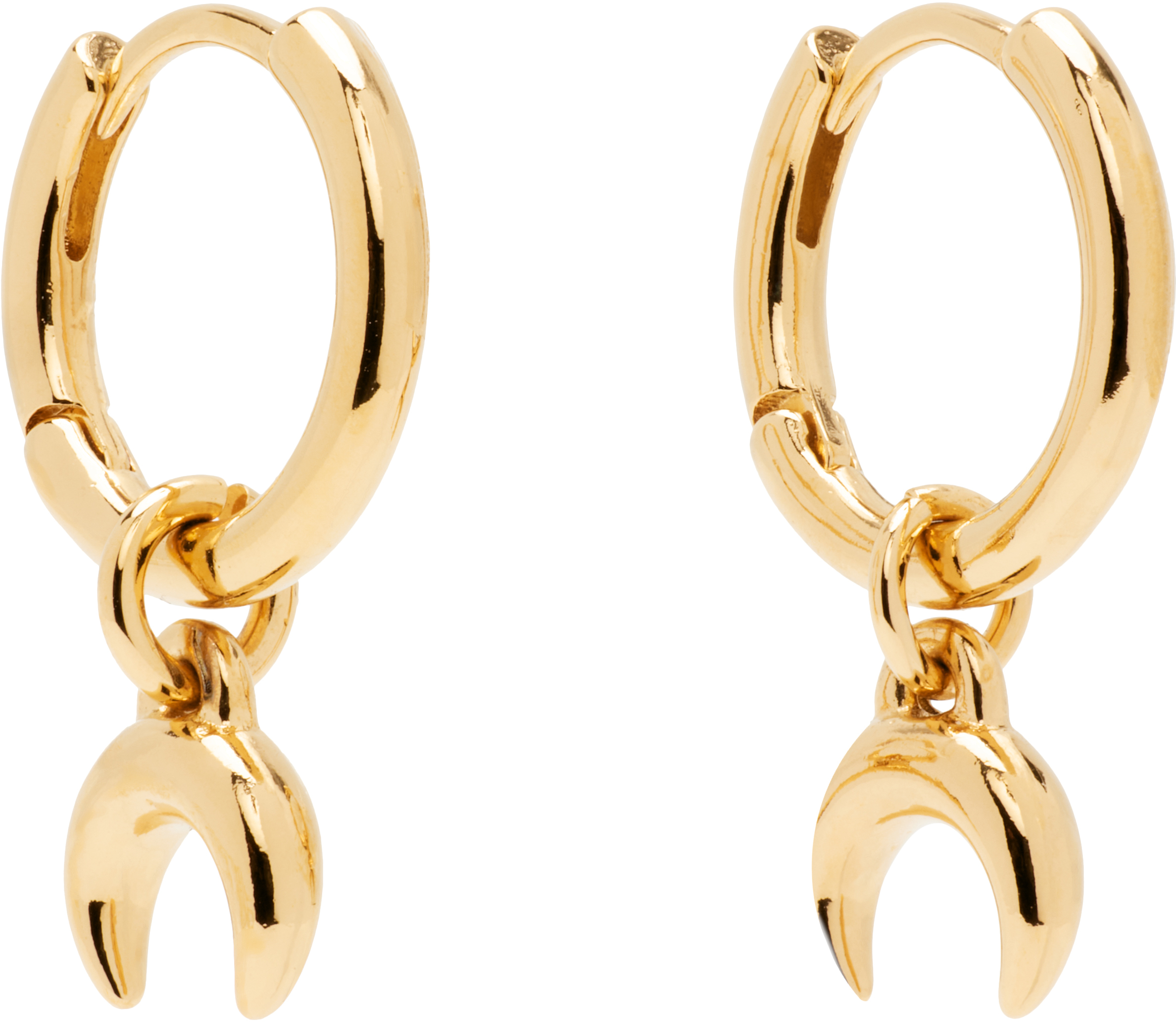 Marine Serre Regular Brass Moon Mini Earrings In Gold