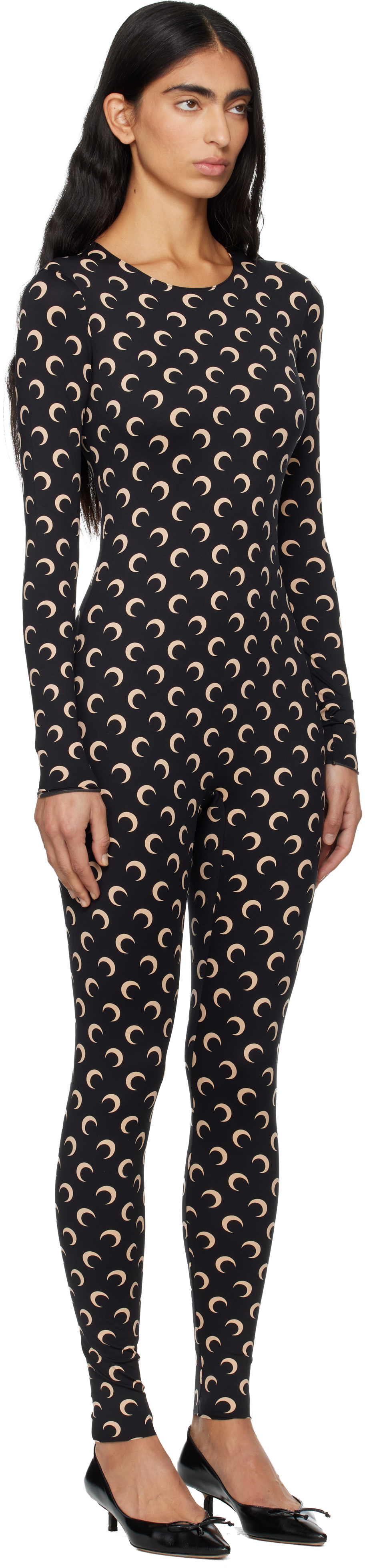 Marine Serre Regenerated All Over Moon Jersey Catsuit Clothing In Black