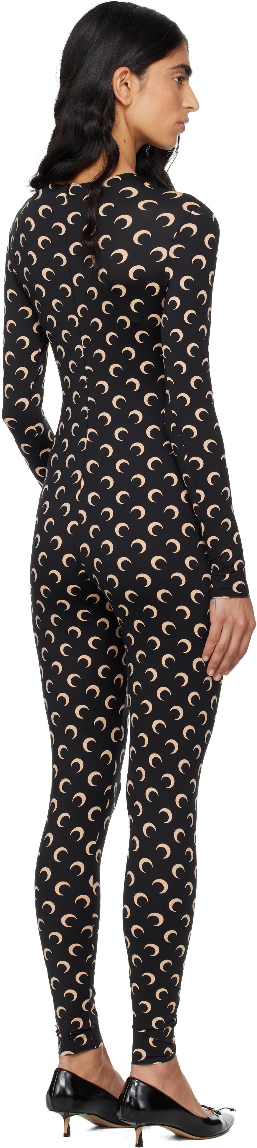 Marine Serre Regenerated All Over Moon Jersey Catsuit Clothing In Black