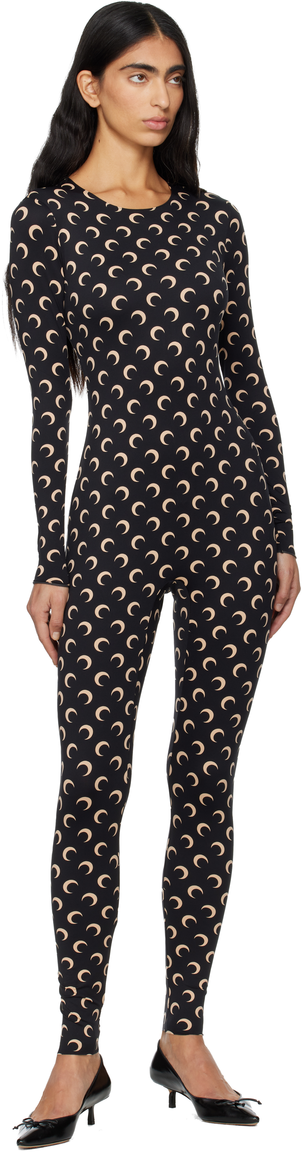Marine Serre Regenerated All Over Moon Jersey Catsuit Clothing In Black