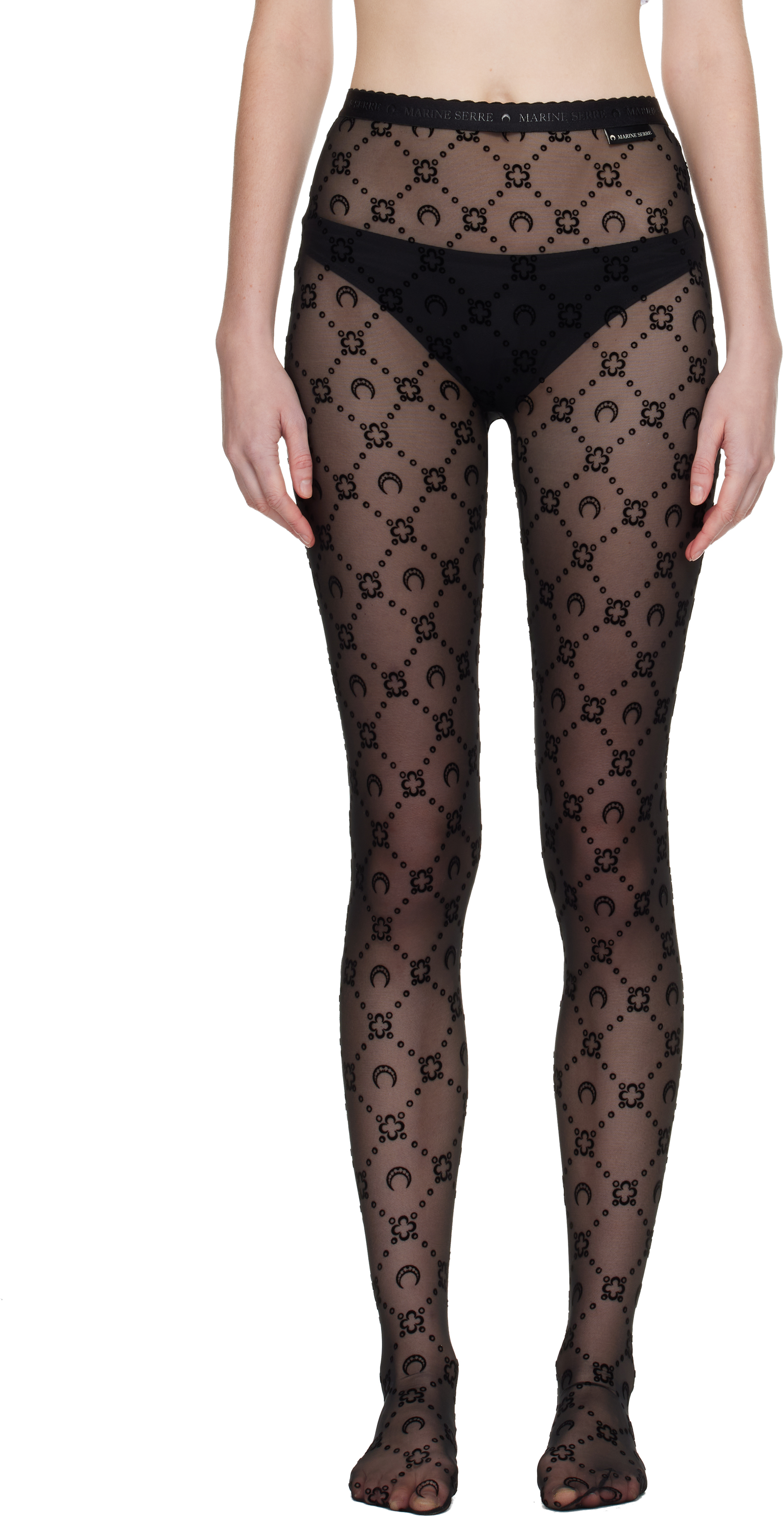 MARINE SERREタイツ Recycled Mesh Flock Tights • Marine Serre