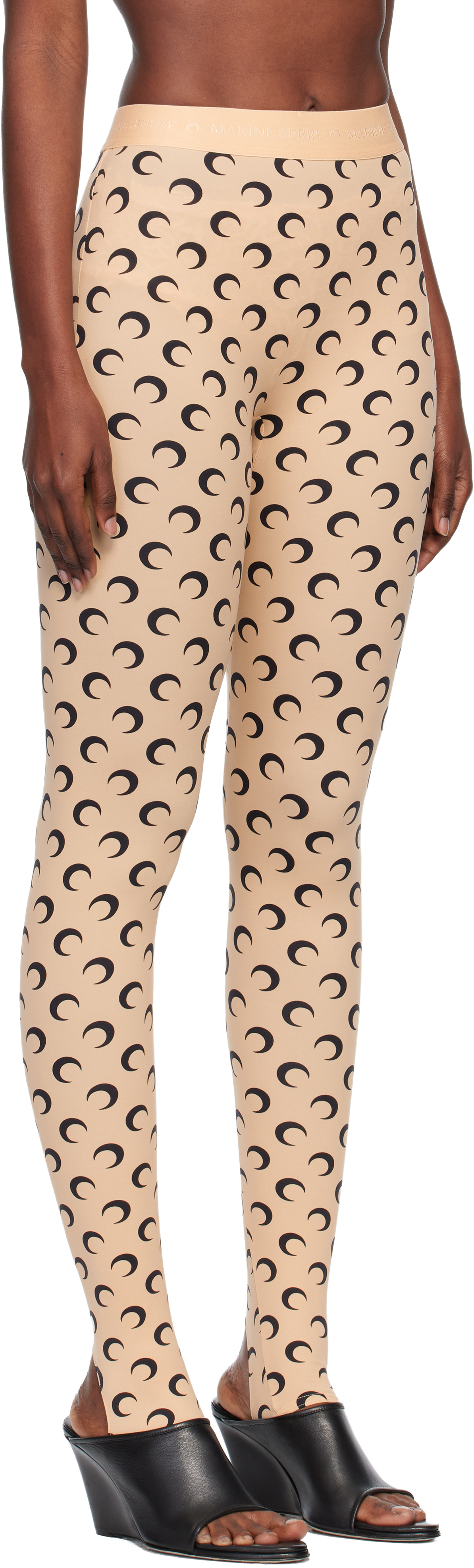 Marine Serre Tan Recycled Moon Jersey Stirrup Leggings In Brown
