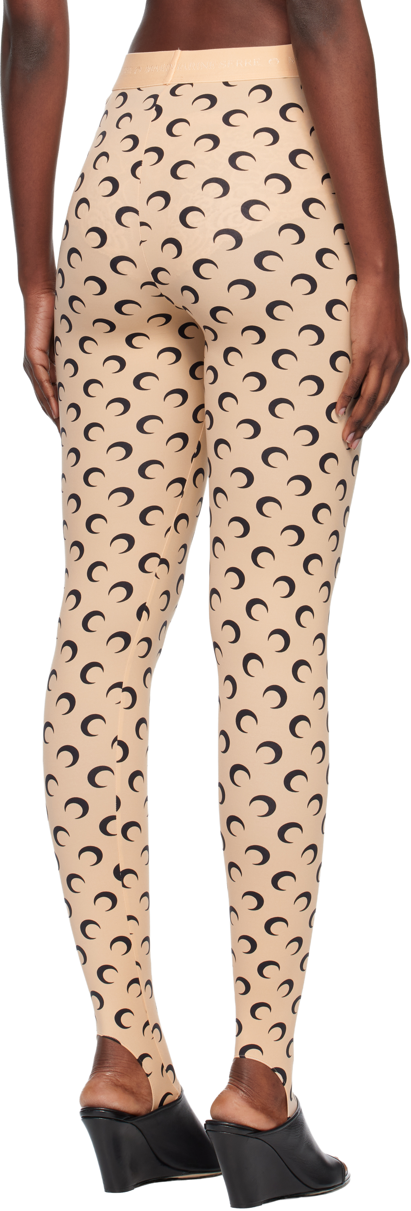 Marine Serre Tan Recycled Moon Jersey Stirrup Leggings In Brown