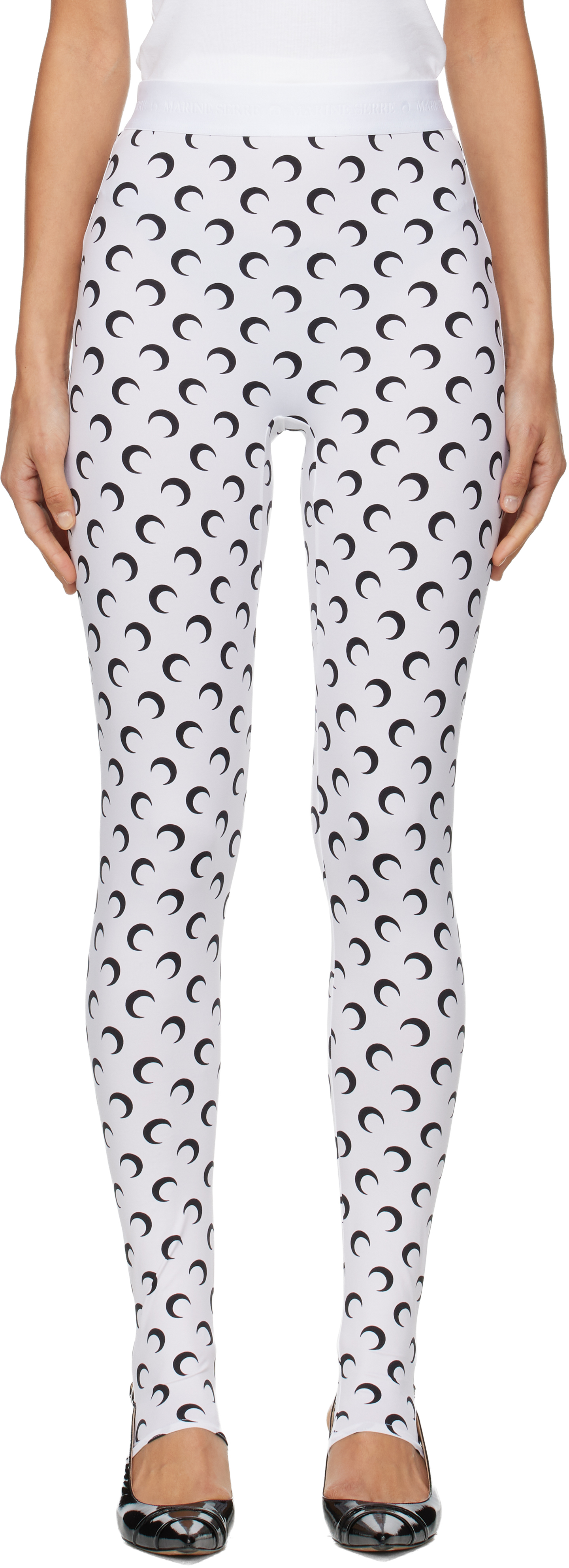 Marine Serreのホワイト Moon リサイクルジャージ スターラップ