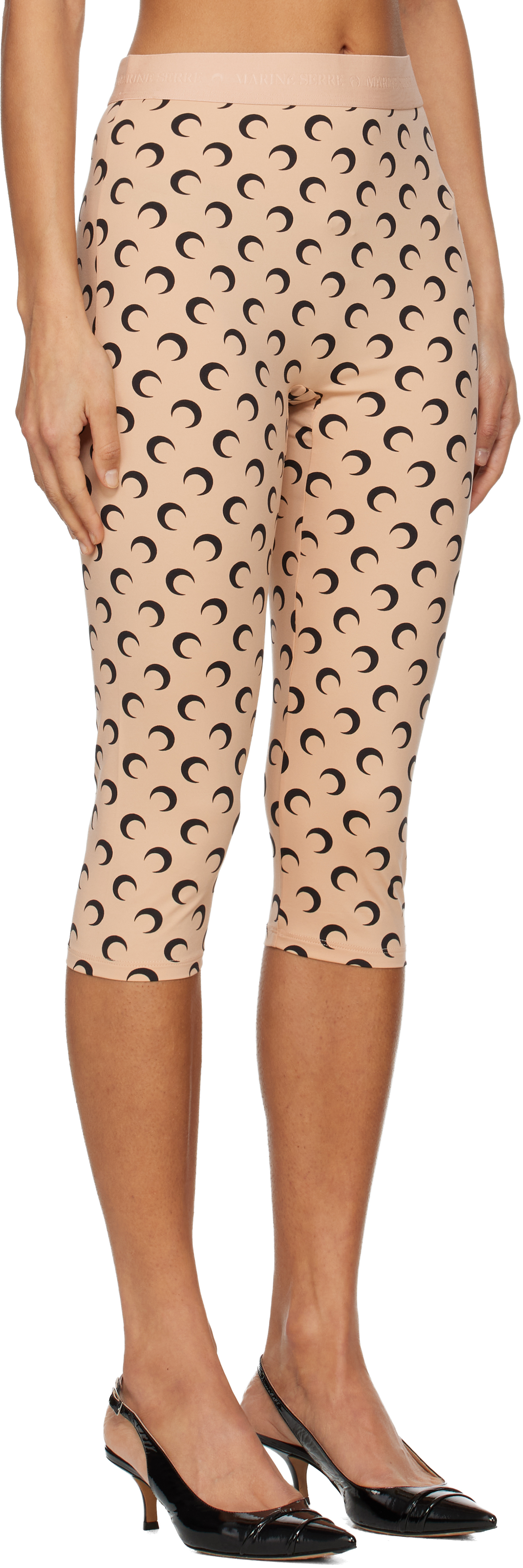 Marine Serre Beige Recycled Moon Jersey Capri Leggings In Neutral