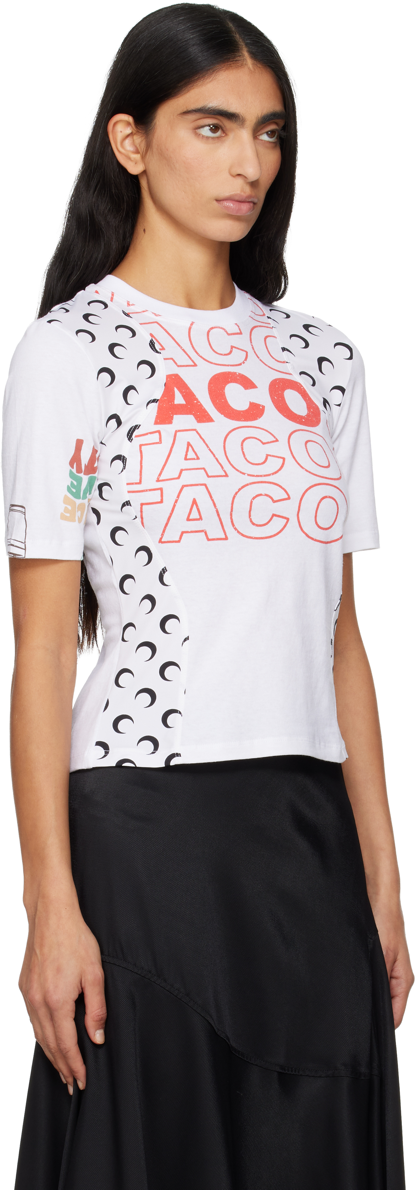 Marine Serre White Regenerated Graphic Jersey Baby Fit T-shirt In White