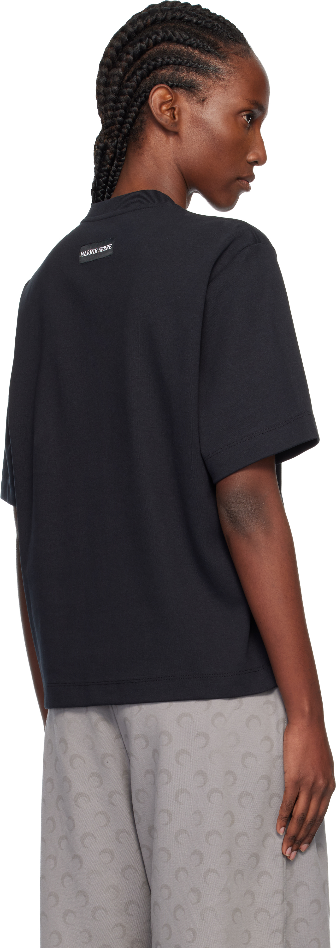 Marine Serre Classic Black T-shirts And Polos With Minimalist Design In Black